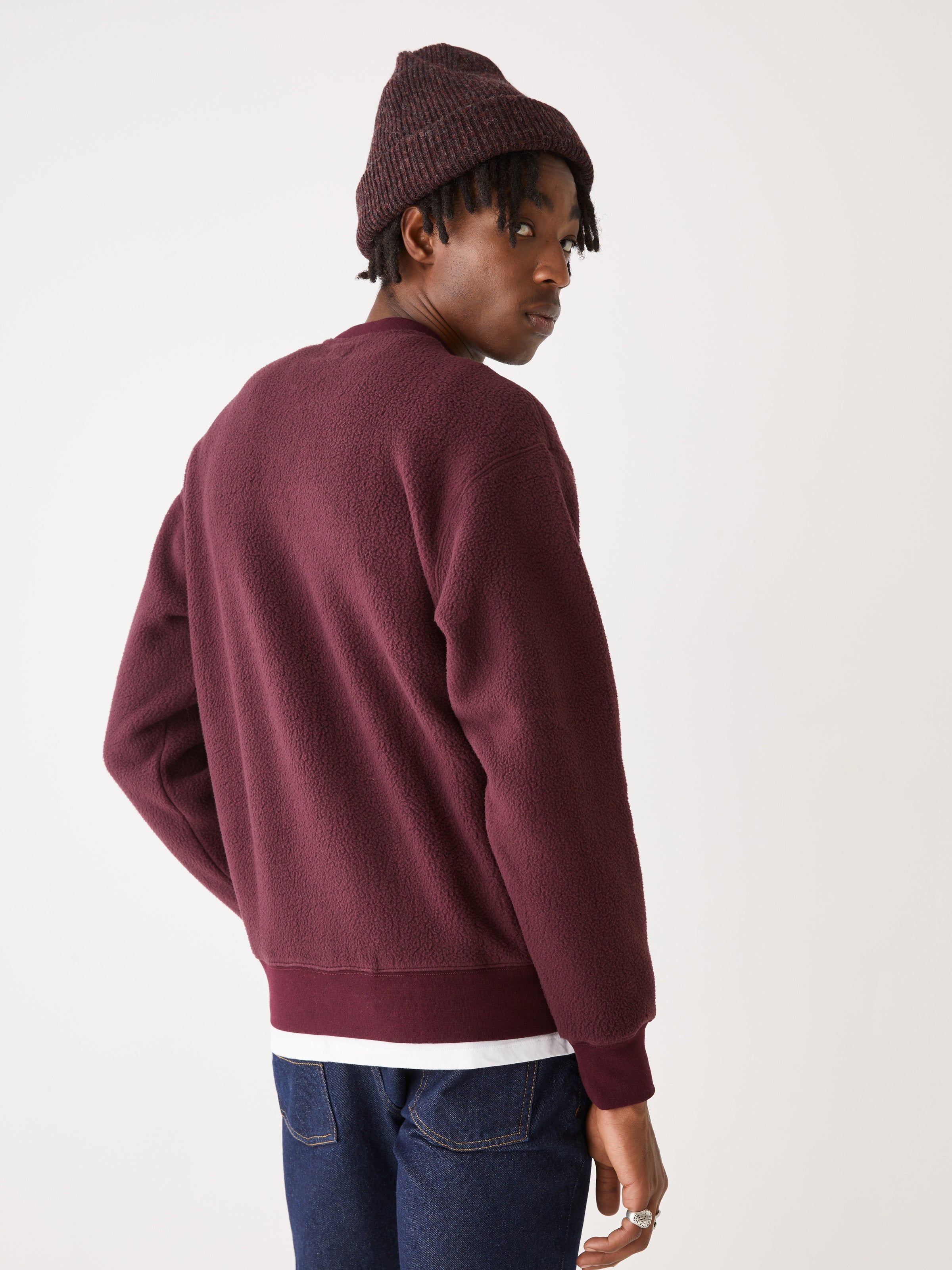 The Polar Fleece Crewneck Sweater in Dark Red sold by Frank & Oak product image thumbnail 6