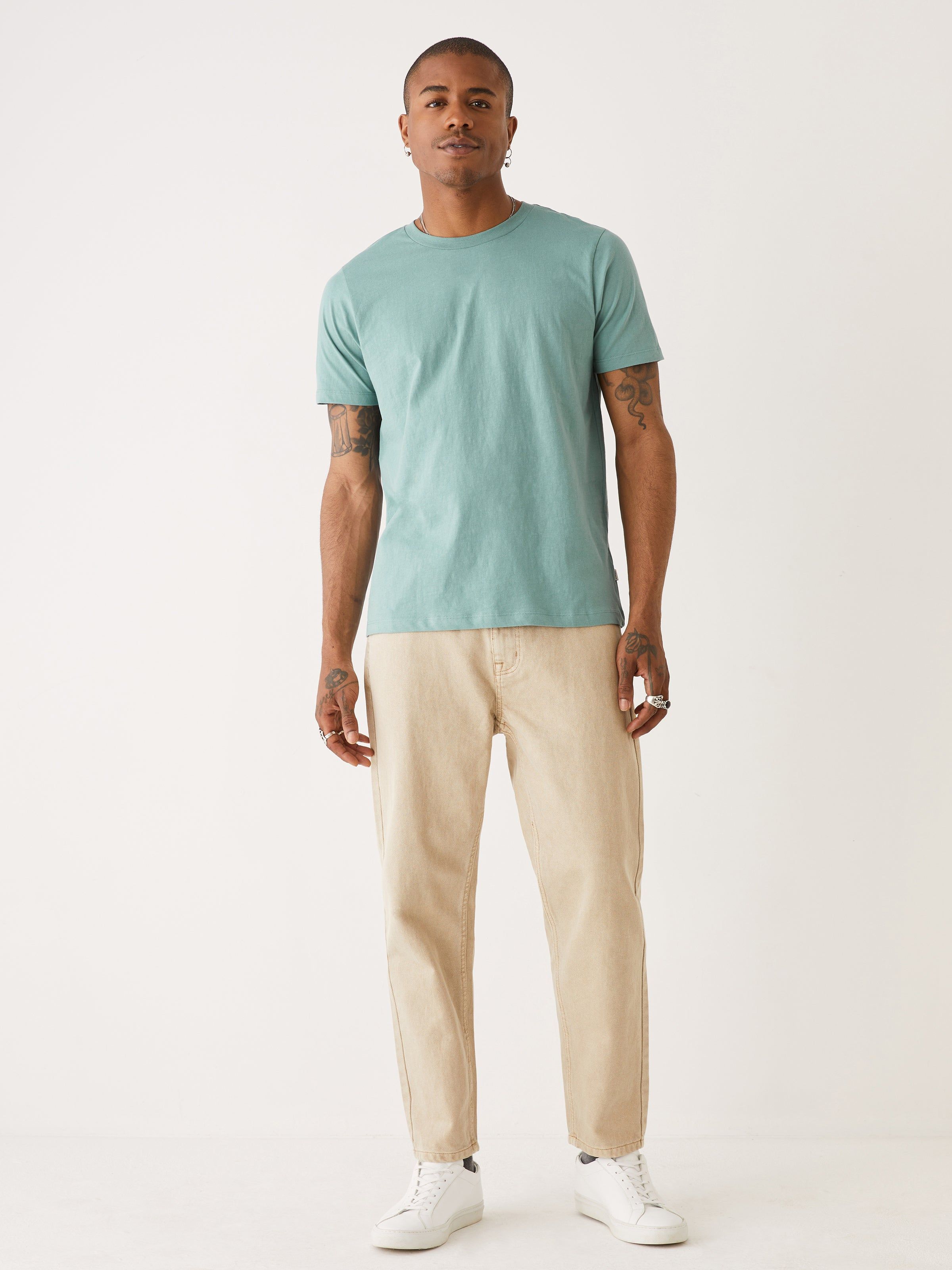 The Slim Fit Essential T-Shirt in Blue sold by Frank & Oak