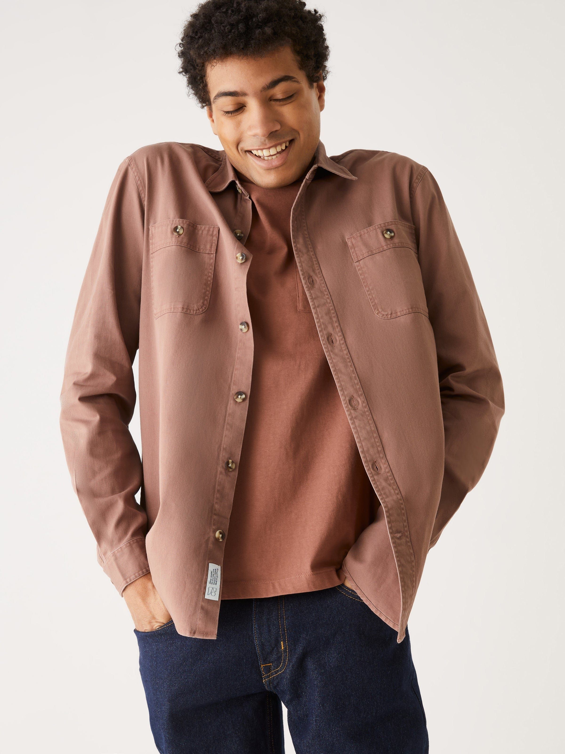 The Washed Twill Worker Shirt in Cognac sold by Frank & Oak product image thumbnail 5