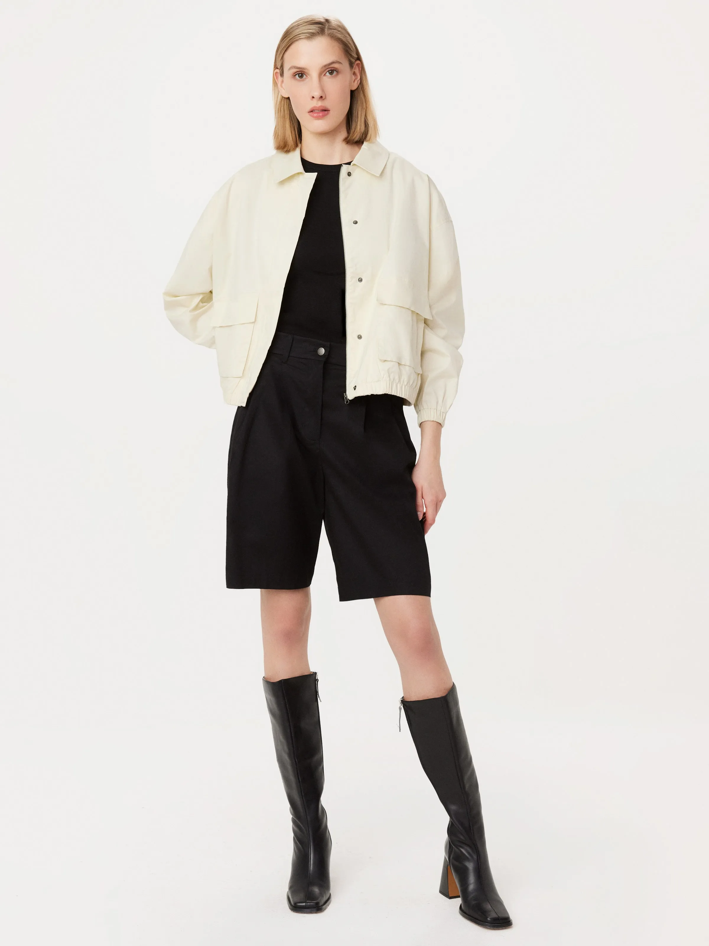 The Parachute Comfort Jacket in Fog sold by Frank & Oak