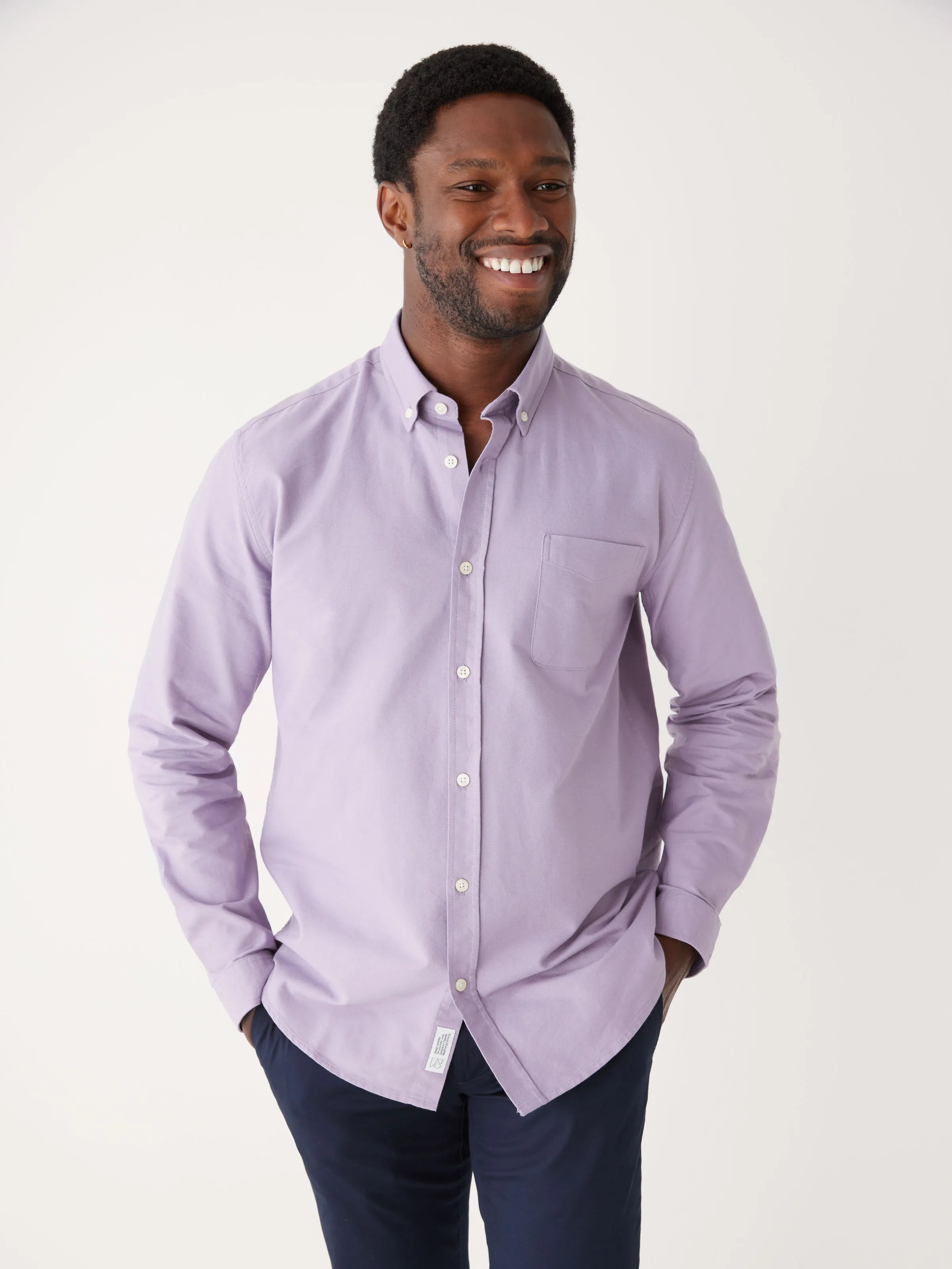 The Jasper Oxford Shirt in Lavender sold by Frank & Oak