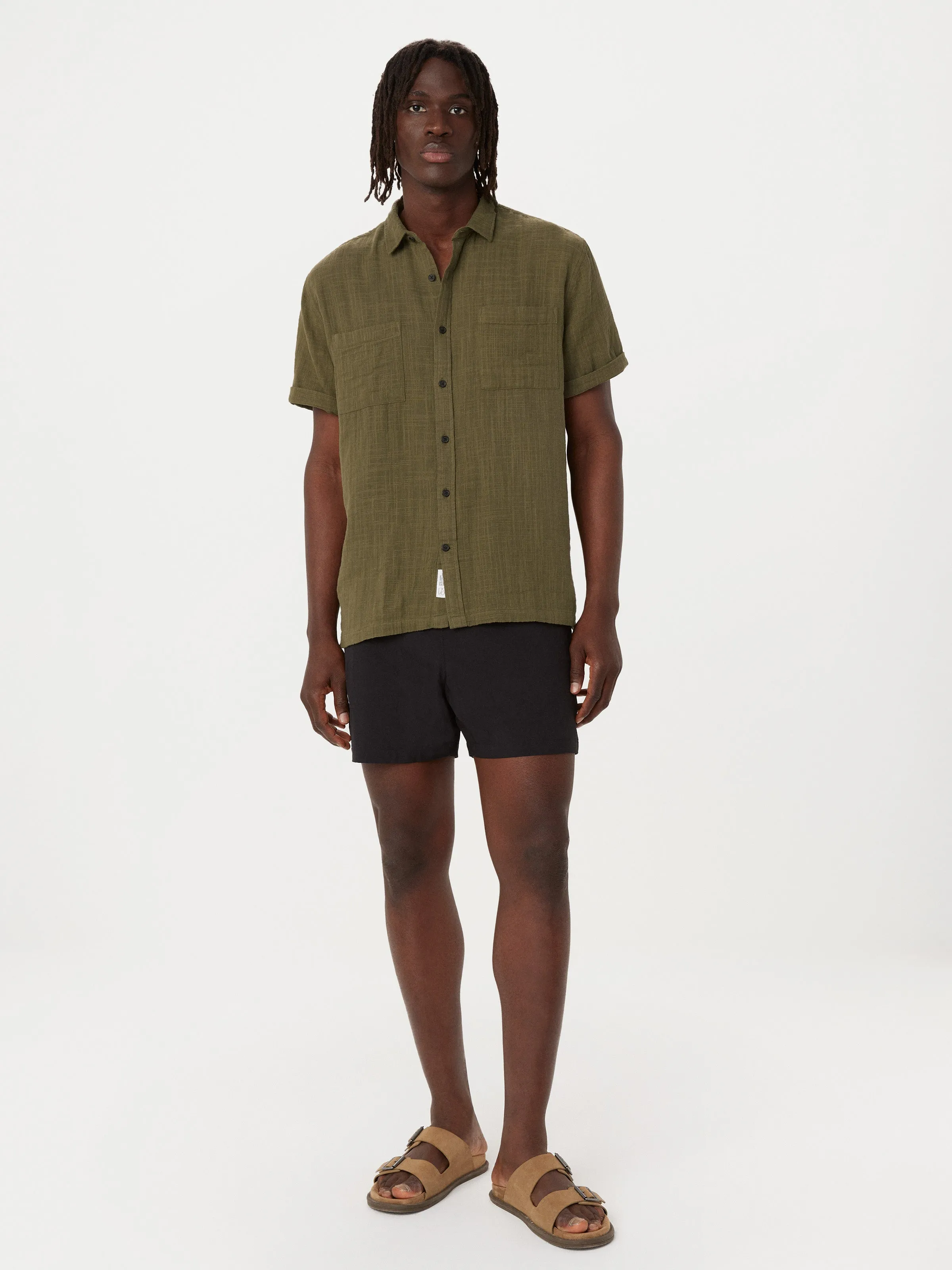 The Double Cloth Shirt in Tuscany Green sold by Frank & Oak