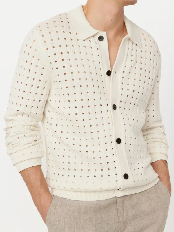 The Openwork Knit Overshirt in Cloud sold by Frank & Oak