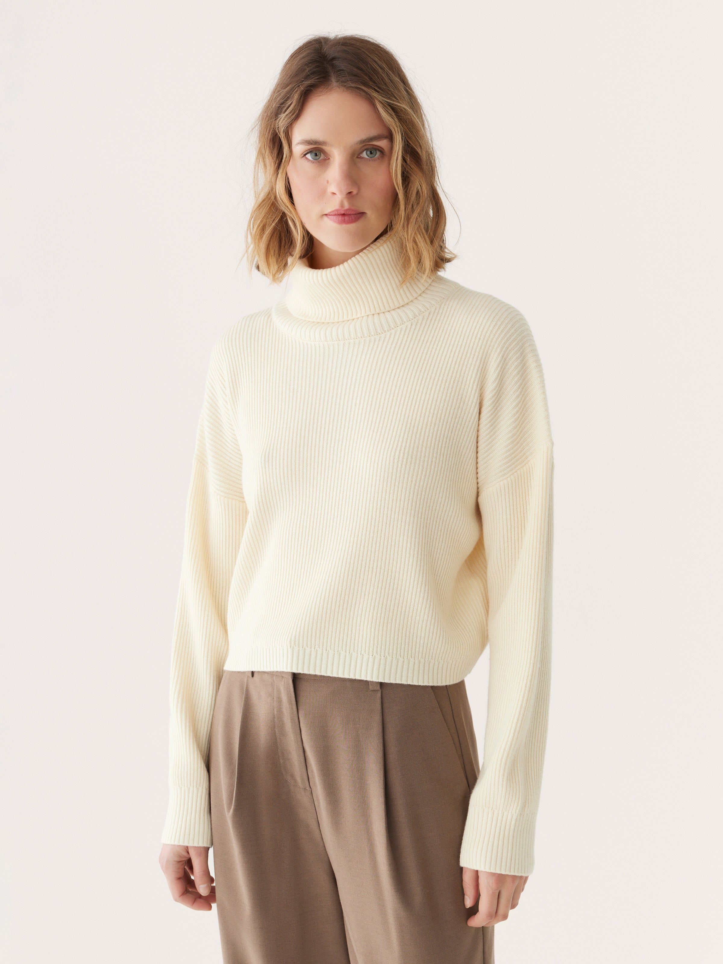 The Merino Turtleneck Sweater in Off White sold by Frank & Oak product image thumbnail 3