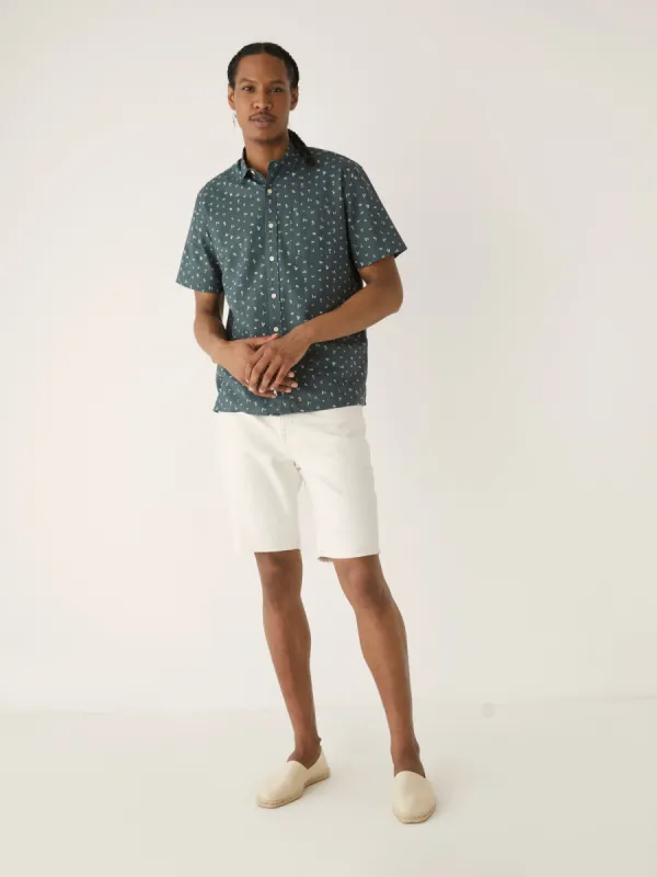 The Printed Resort Shirt in Smoked Green sold by Frank & Oak