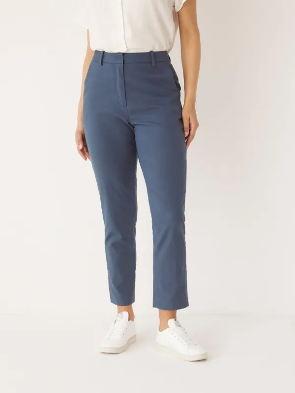 The Eleanor Slim Fit Pant in Slate Blue sold by Frank & Oak