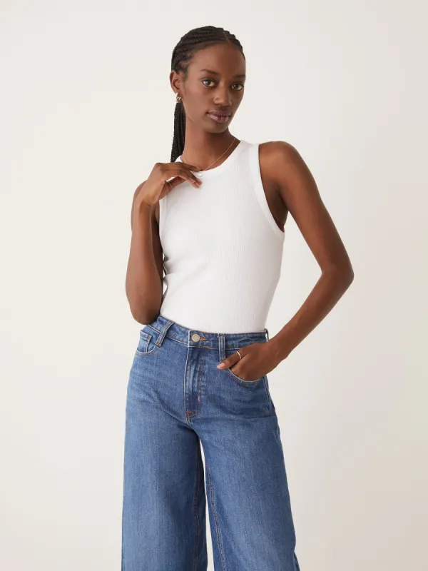 The Ribbed Racer Tank Top in Bright White sold by Frank & Oak