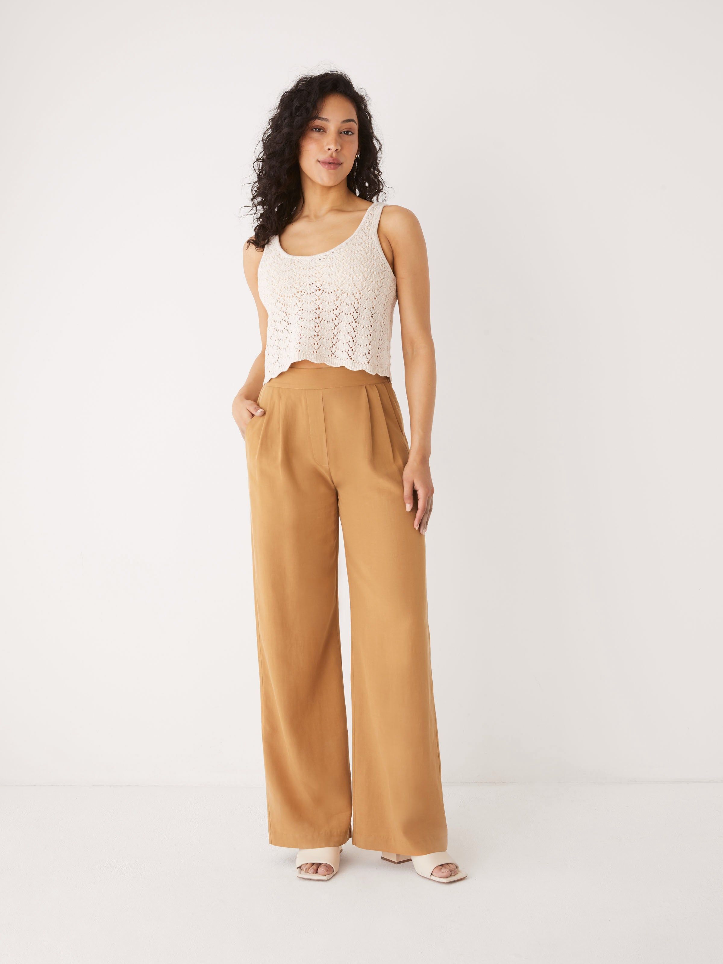 The Sally Wide Leg Fluid Pant in Ginger sold by Frank & Oak product image thumbnail 2