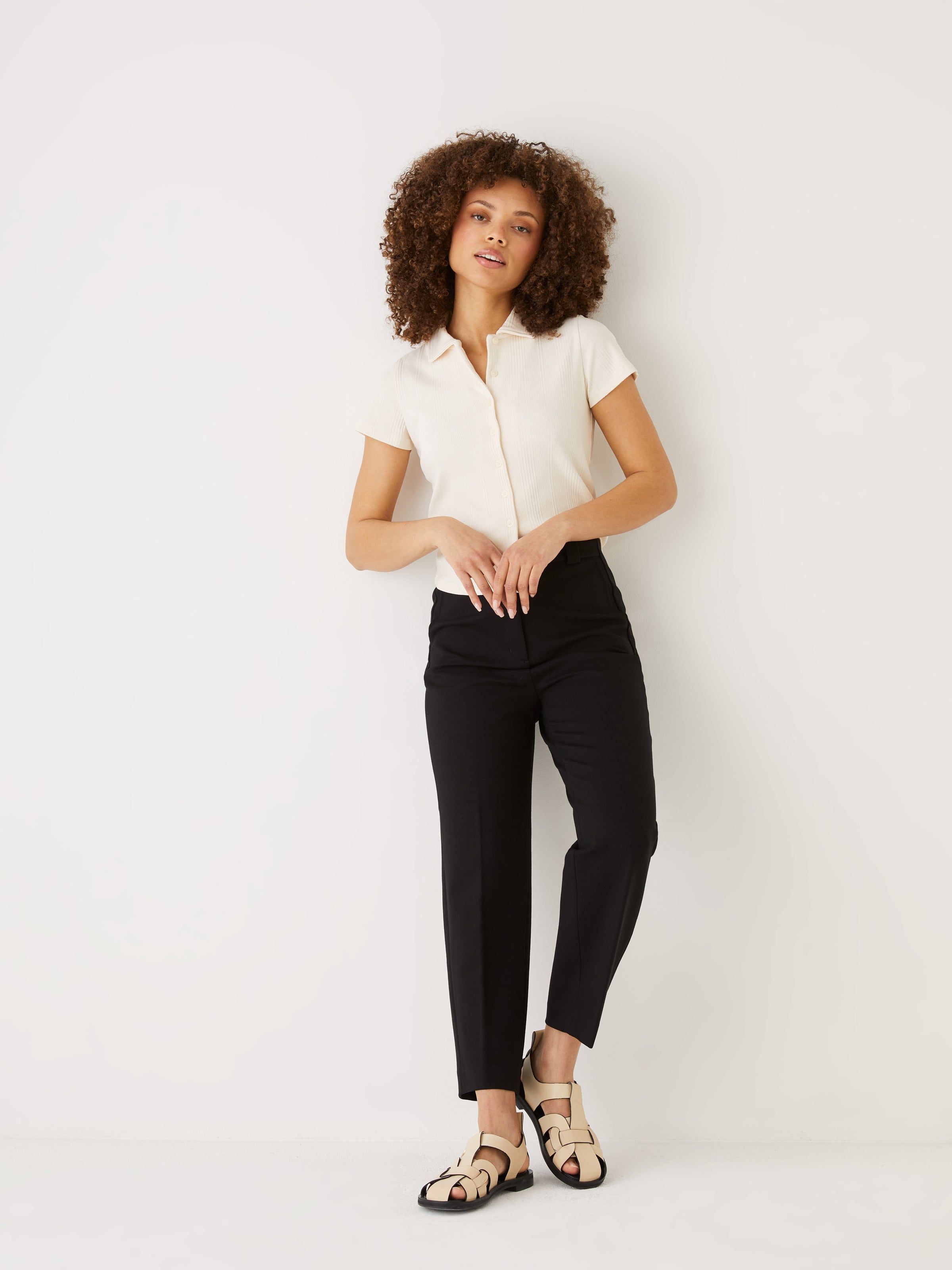 The Slim Fit Button-Up T-Shirt in Beige sold by Frank & Oak product image thumbnail 2