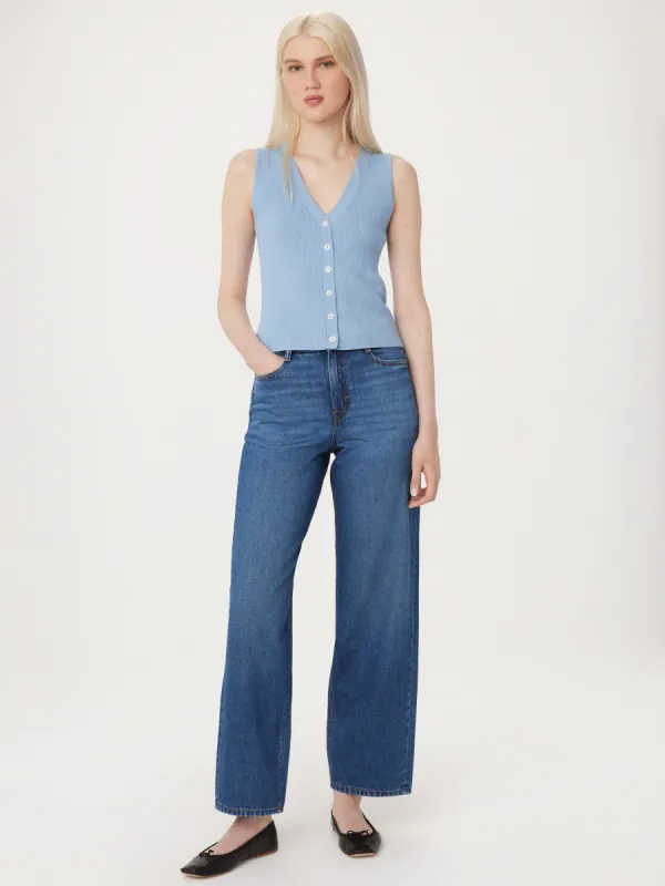 The Button Up Sweater Vest in Sky Blue sold by Frank & Oak