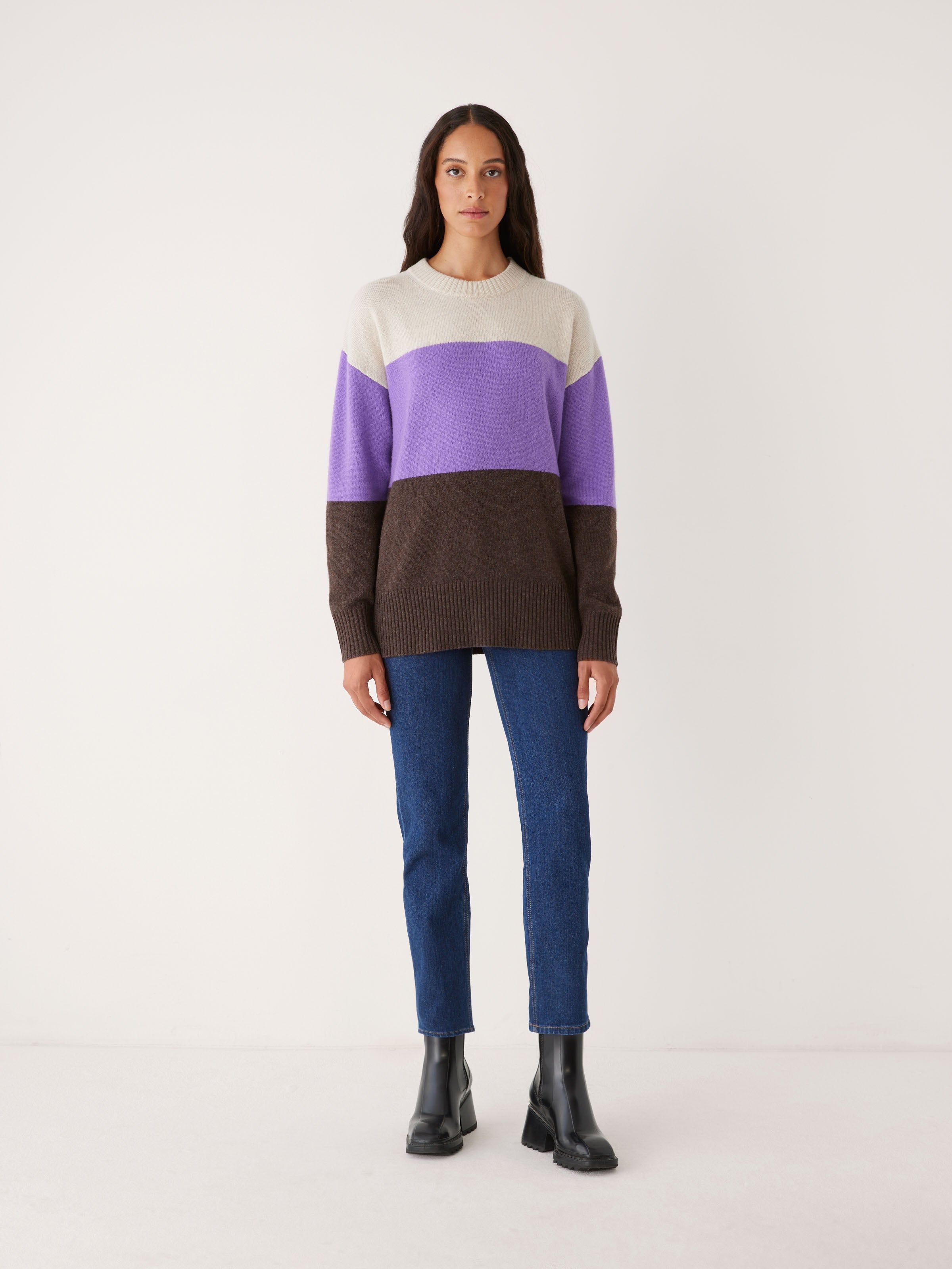 The Comfort Colour Block Sweater in Ultraviolet sold by Frank & Oak product image thumbnail 3