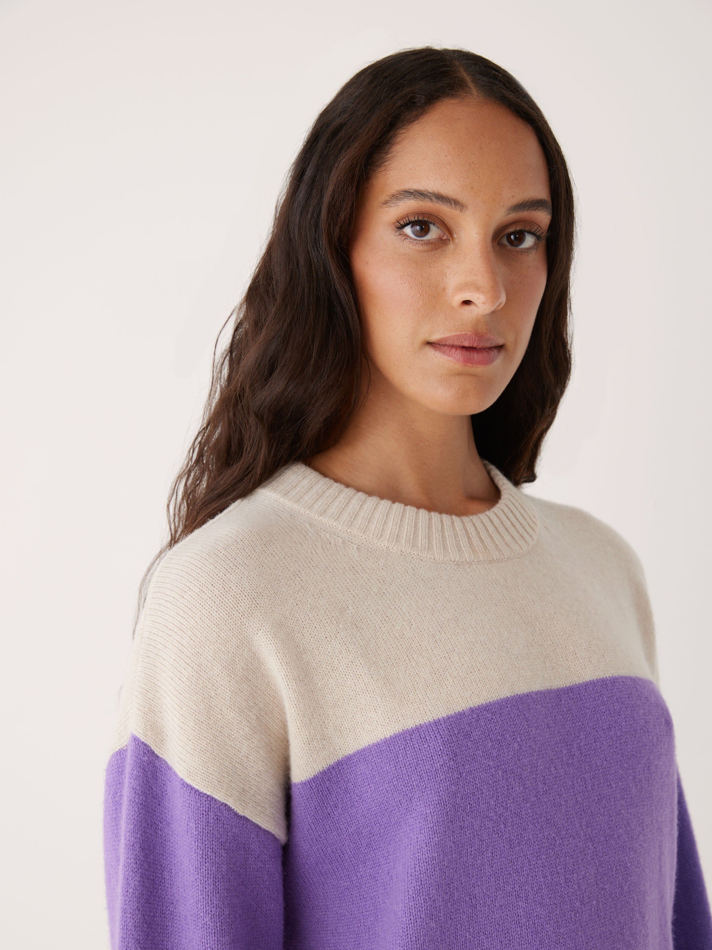 The Comfort Colour Block Sweater in Ultraviolet sold by Frank & Oak product image thumbnail 2