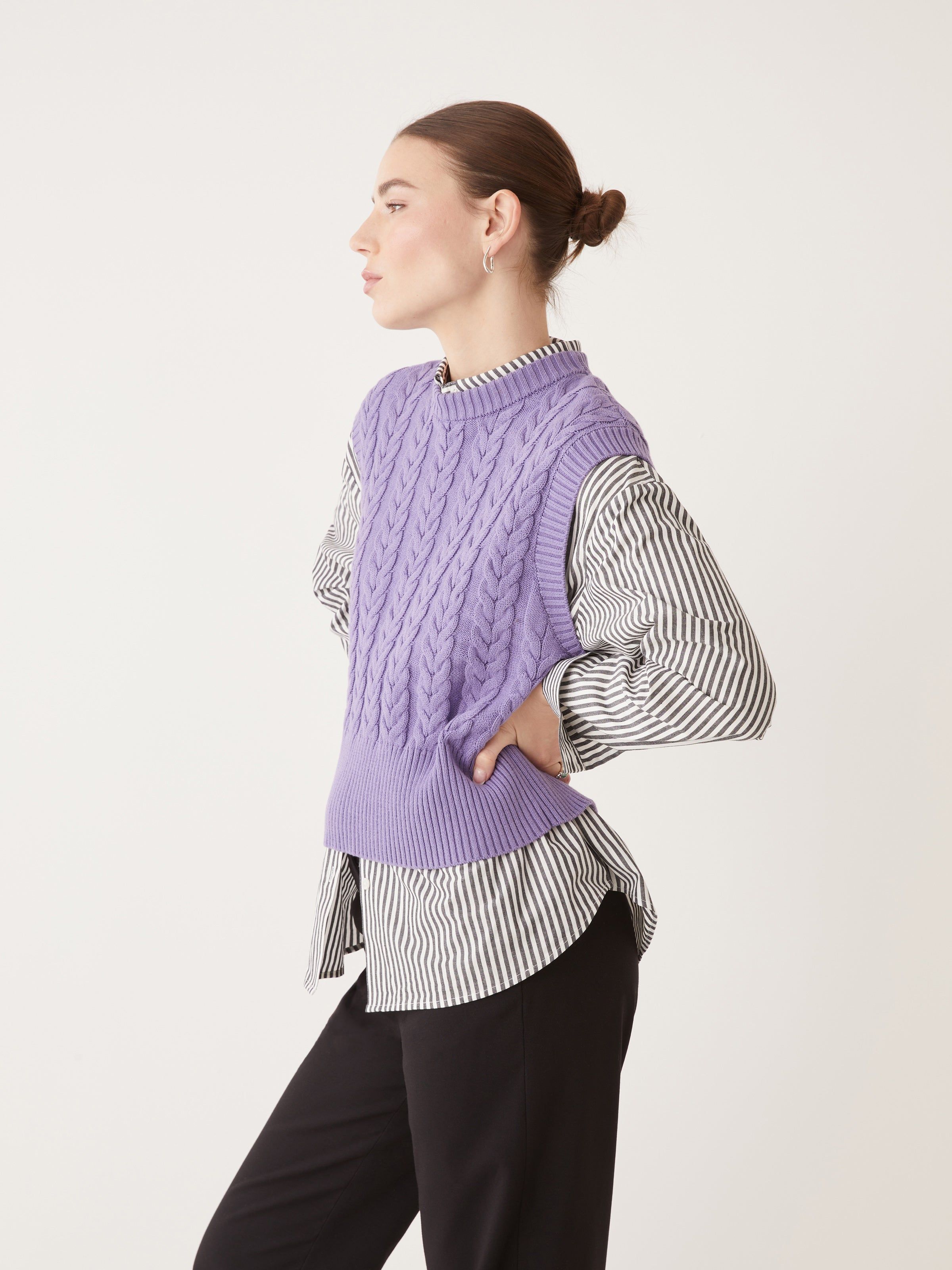 The Knitted Sweater Vest in Orchid sold by Frank & Oak product image thumbnail 6