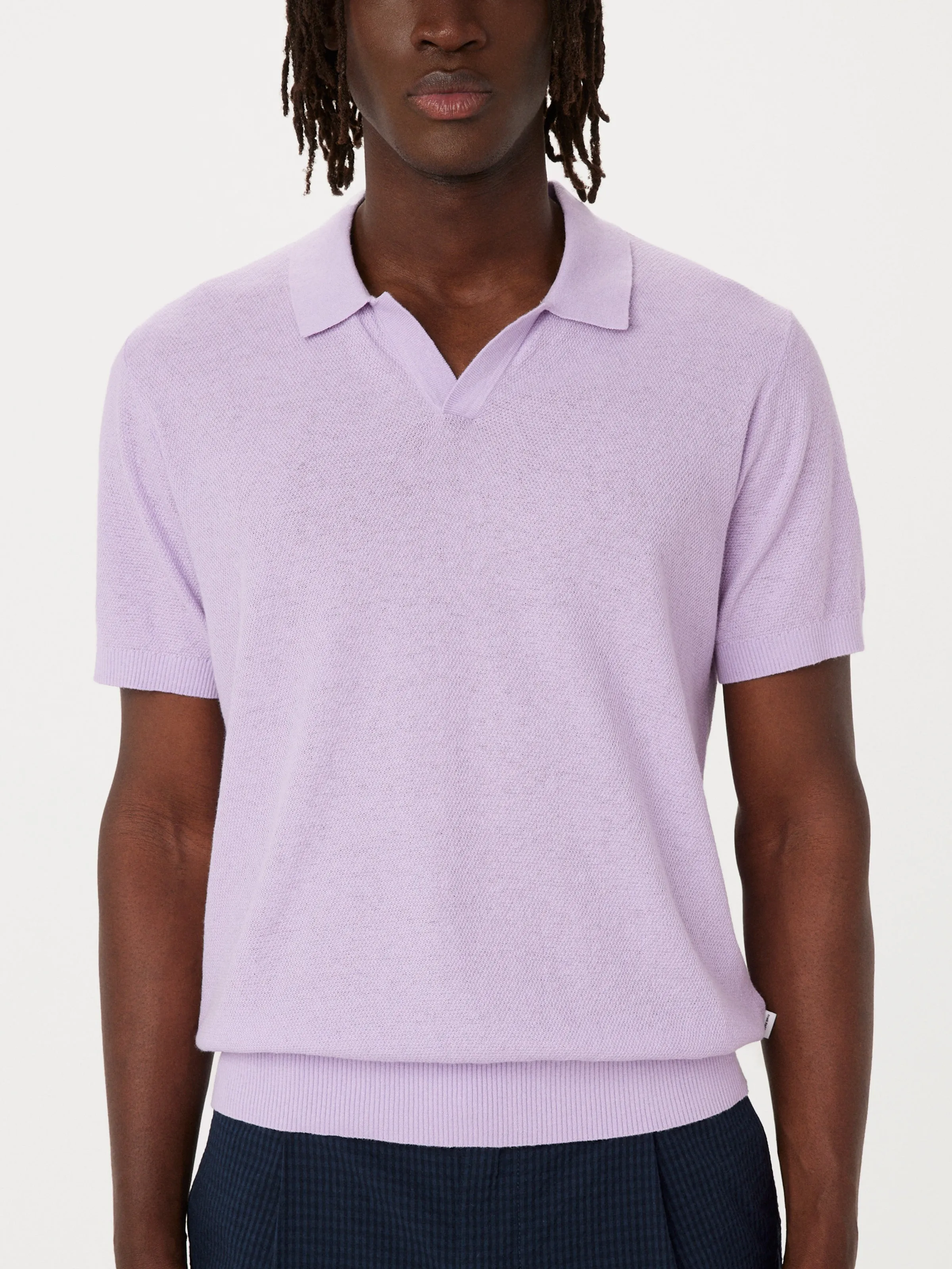 The Short Sleeve Linen Polo in Lilac sold by Frank & Oak product image thumbnail 4