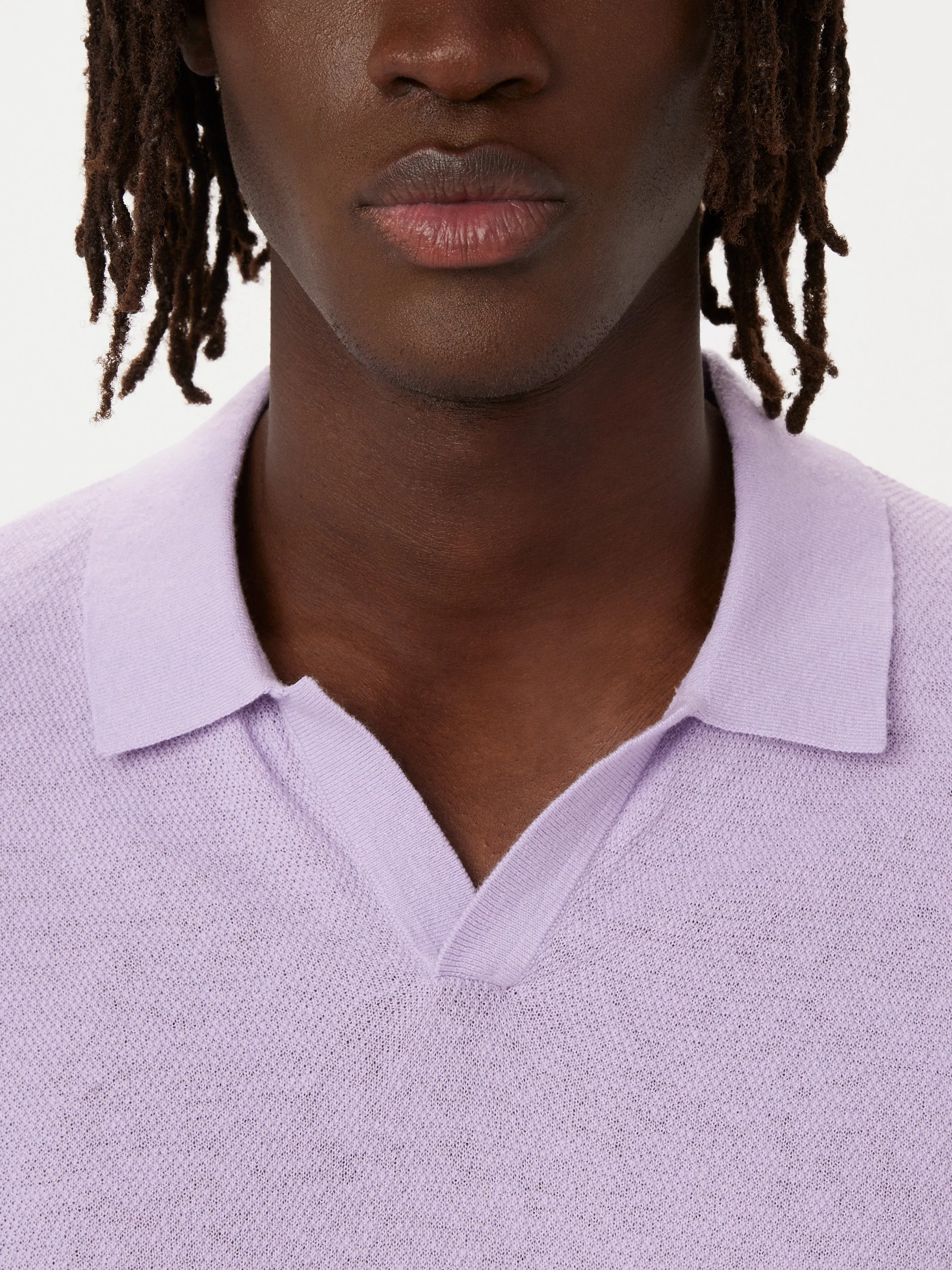 The Short Sleeve Linen Polo in Lilac sold by Frank & Oak product image thumbnail 2