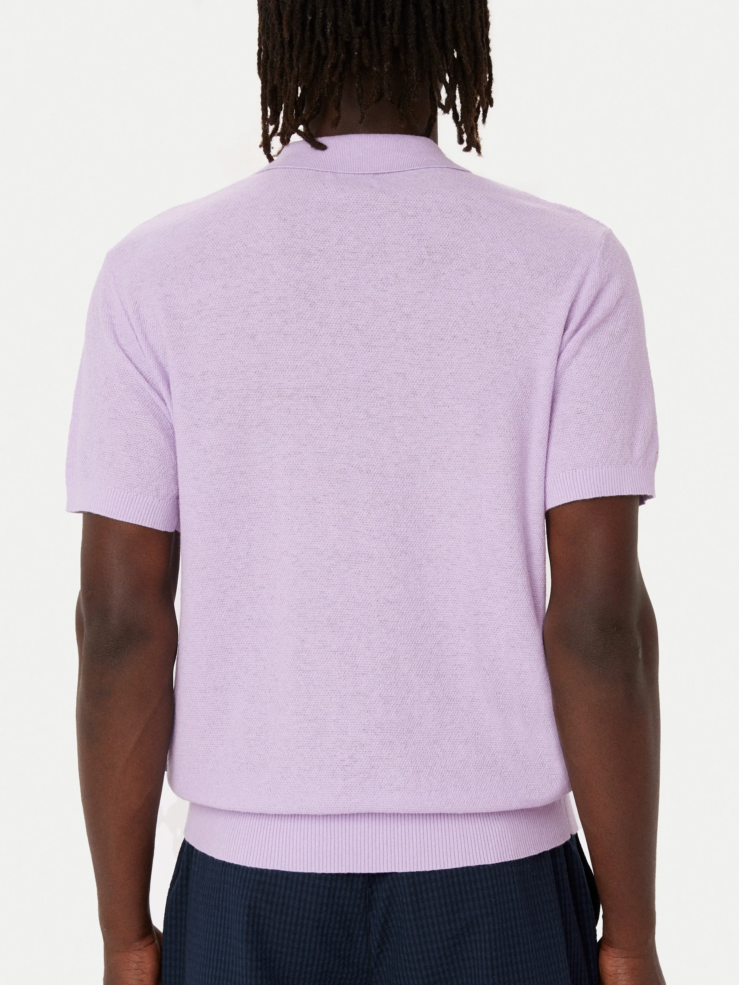 The Short Sleeve Linen Polo in Lilac sold by Frank & Oak product image thumbnail 5