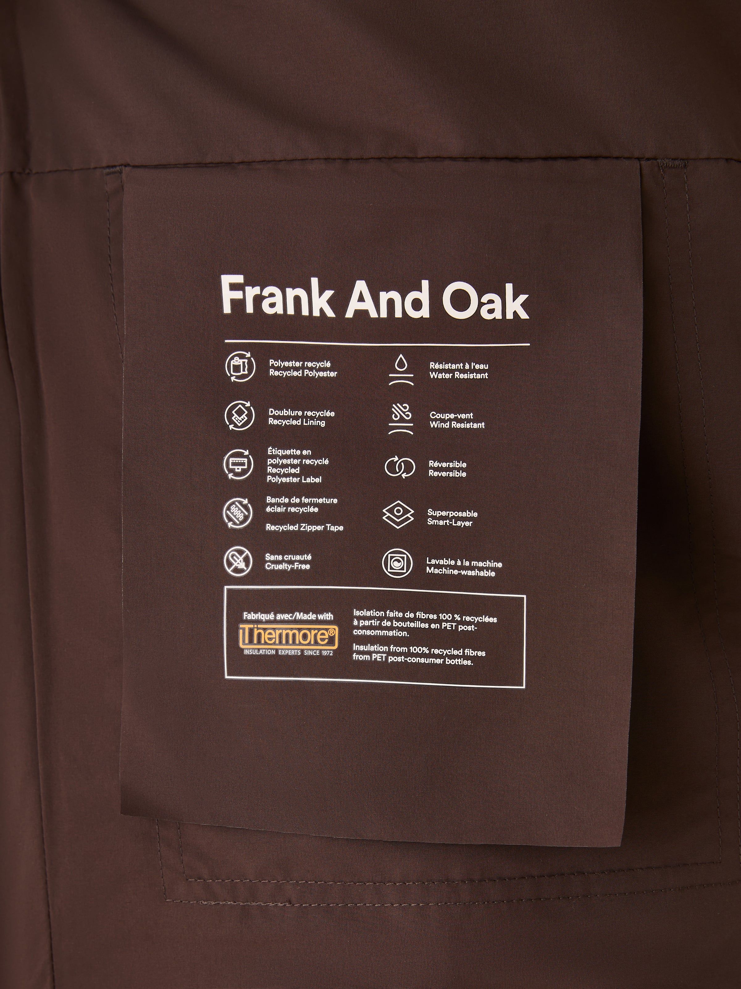The Skyline Reversible Bomber in Dark Brown sold by Frank & Oak product image thumbnail 9