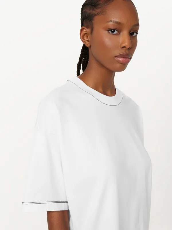 The Contrast Stitch Loose T-Shirt in White sold by Frank & Oak