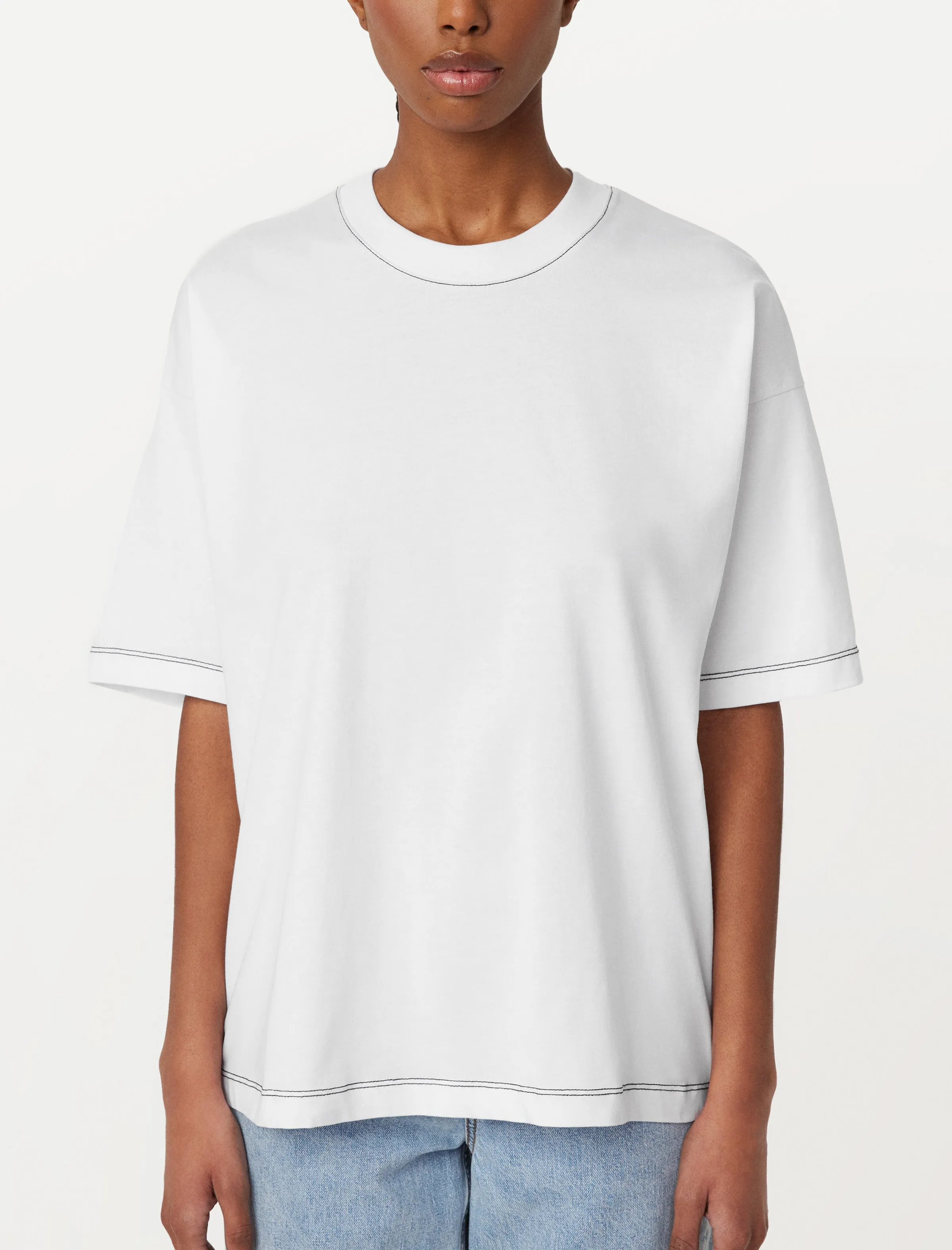 The Contrast Stitch Loose T-Shirt in White sold by Frank & Oak product image thumbnail 3