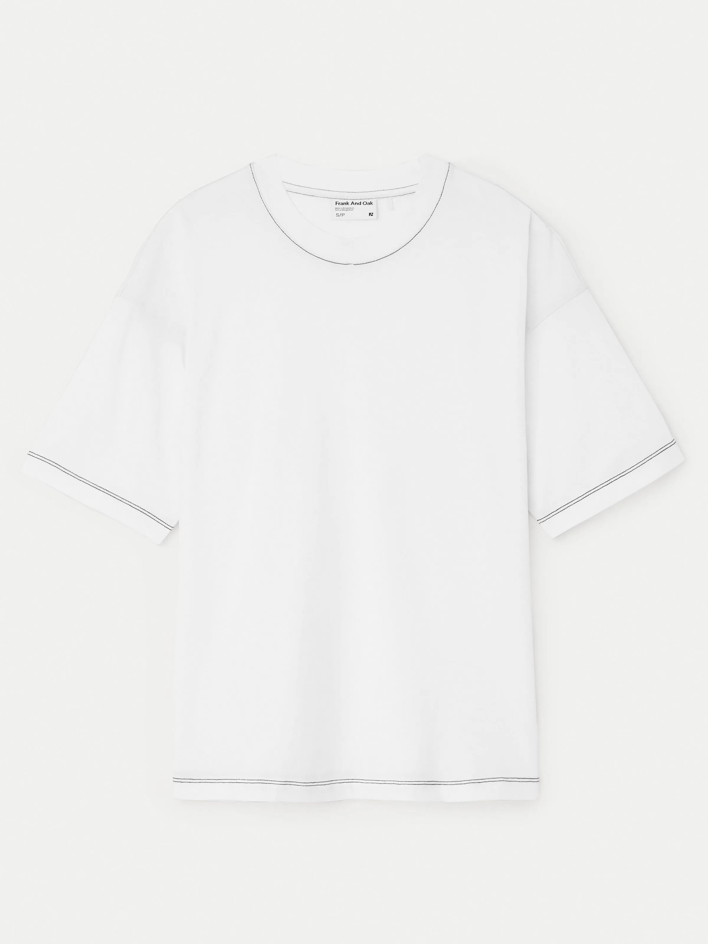 The Contrast Stitch Loose T-Shirt in White sold by Frank & Oak product image thumbnail 5