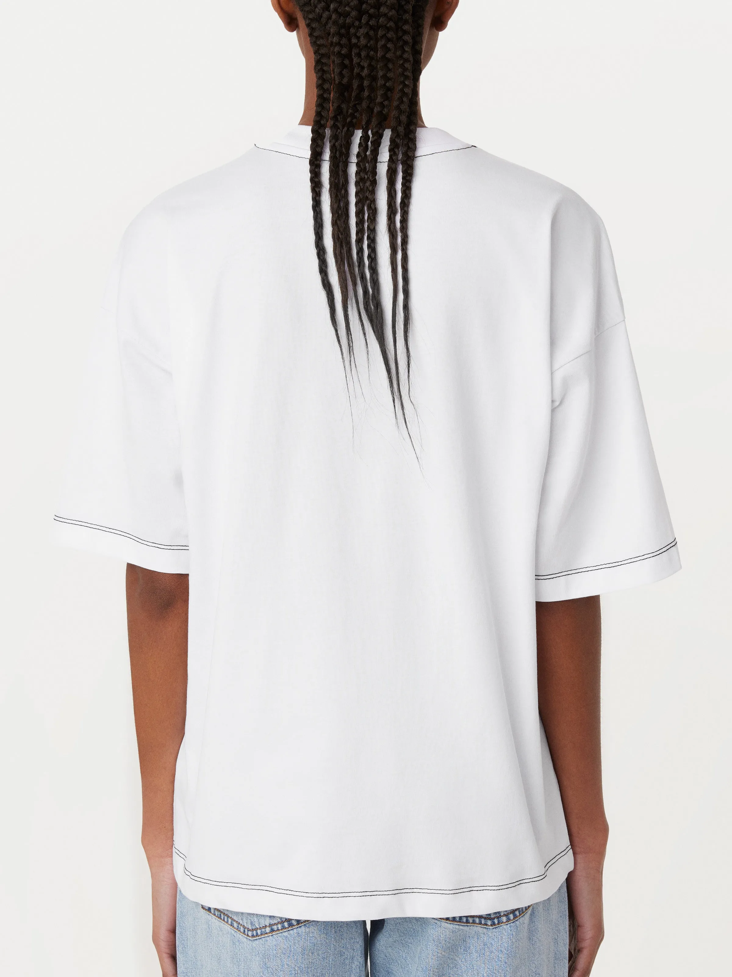 The Contrast Stitch Loose T-Shirt in White sold by Frank & Oak product image thumbnail 4