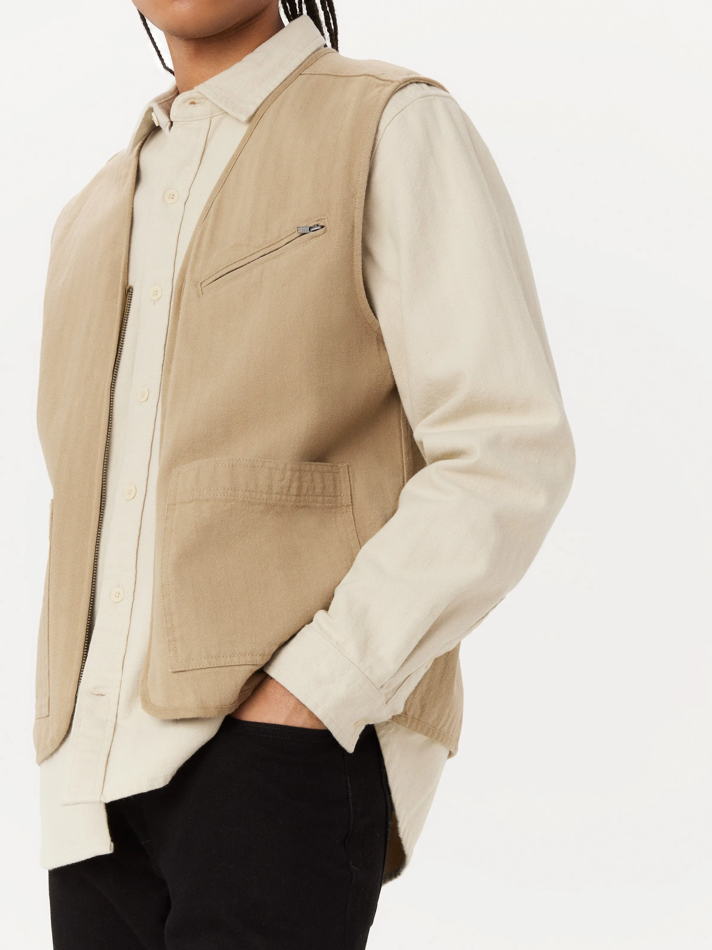 The Worker Vest in Dune sold by Frank & Oak product image thumbnail 2