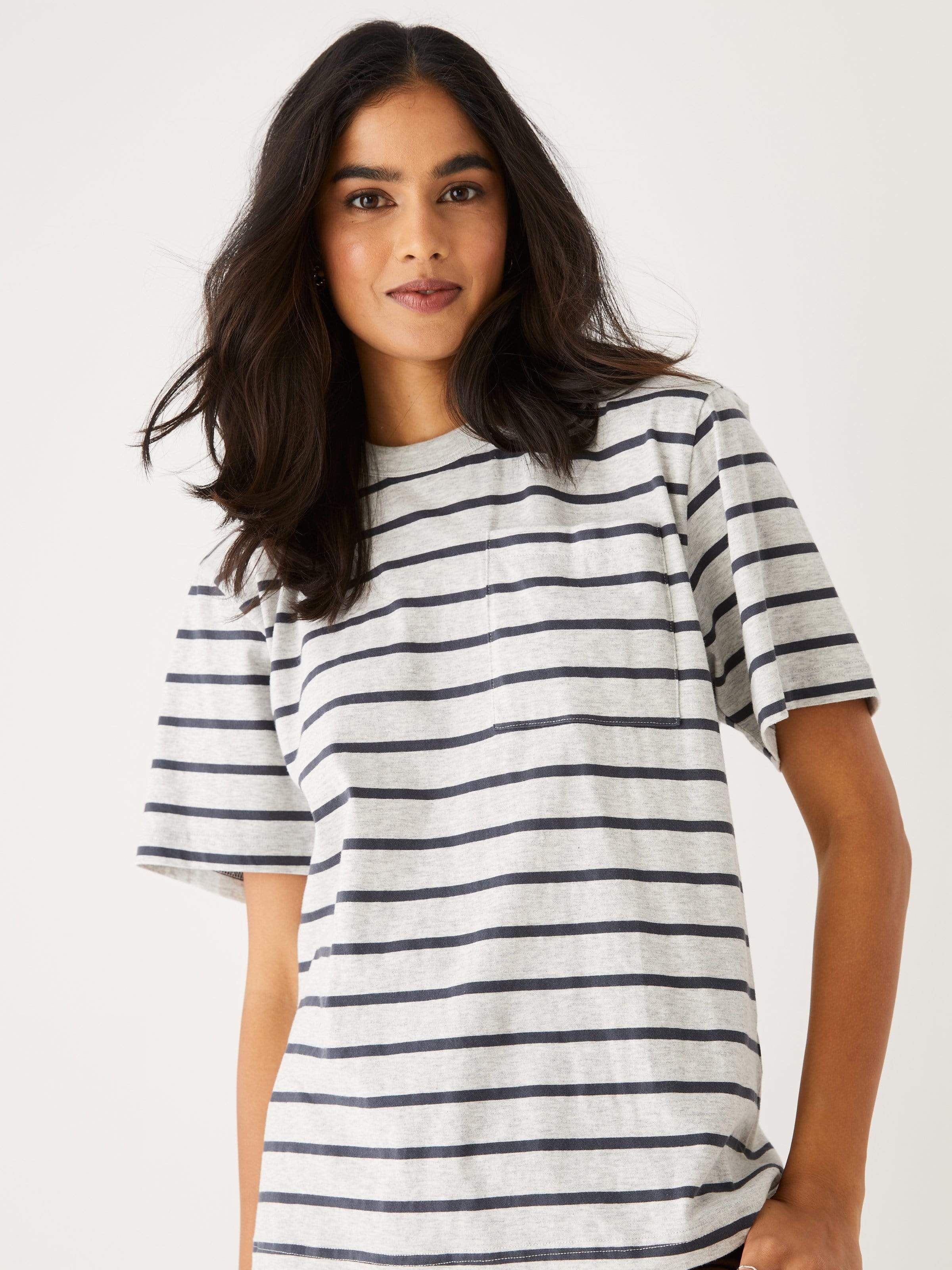 The Oversized Striped T-Shirt in Light Grey sold by Frank & Oak product image thumbnail 3