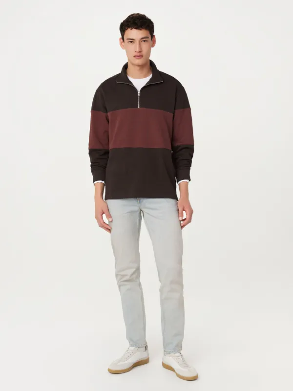 The Rugby Half Zip in Dark Chocolate sold by Frank & Oak