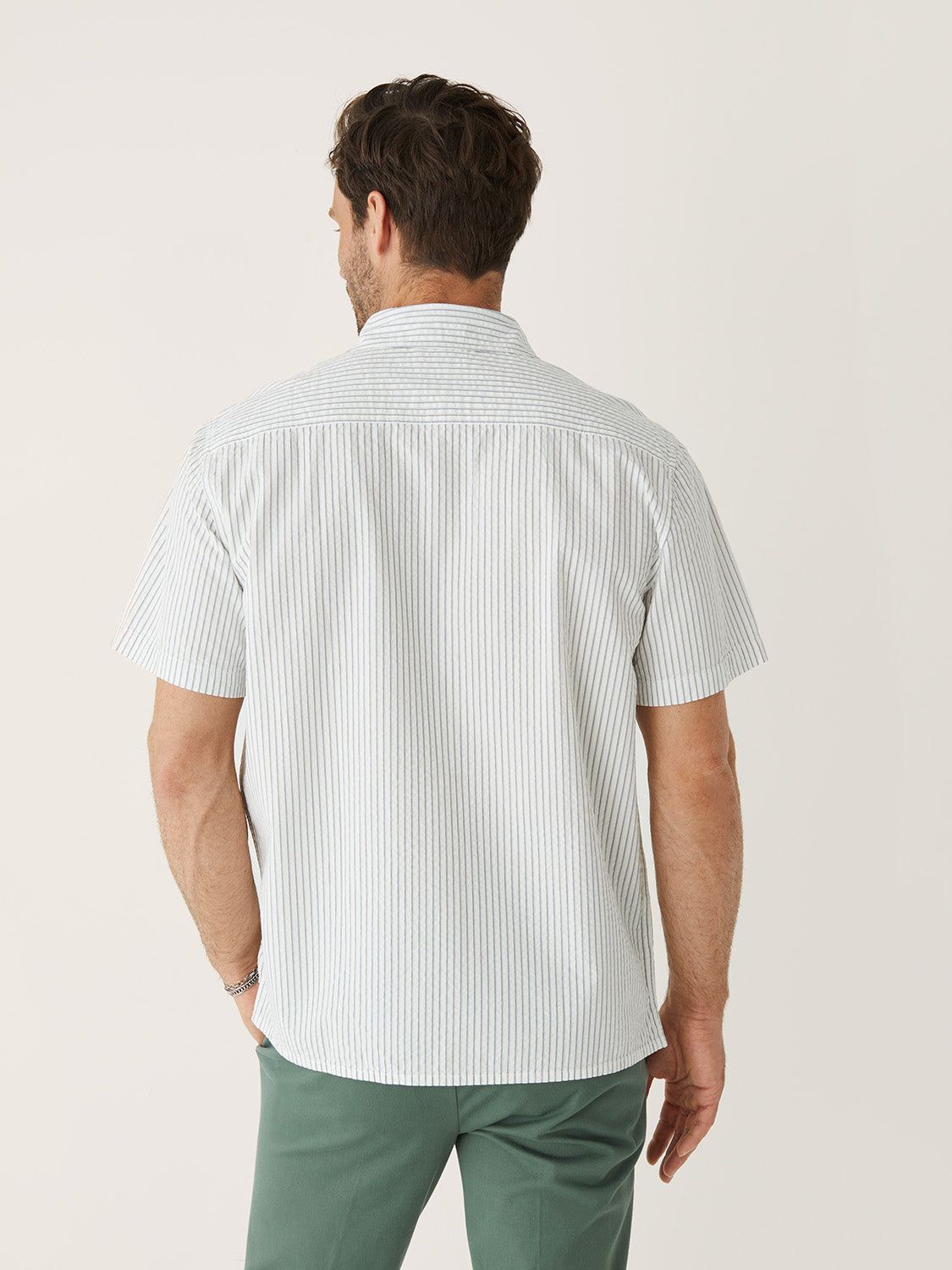 The Seersucker Summer Shirt in Stormy Blue sold by Frank & Oak product image thumbnail 4