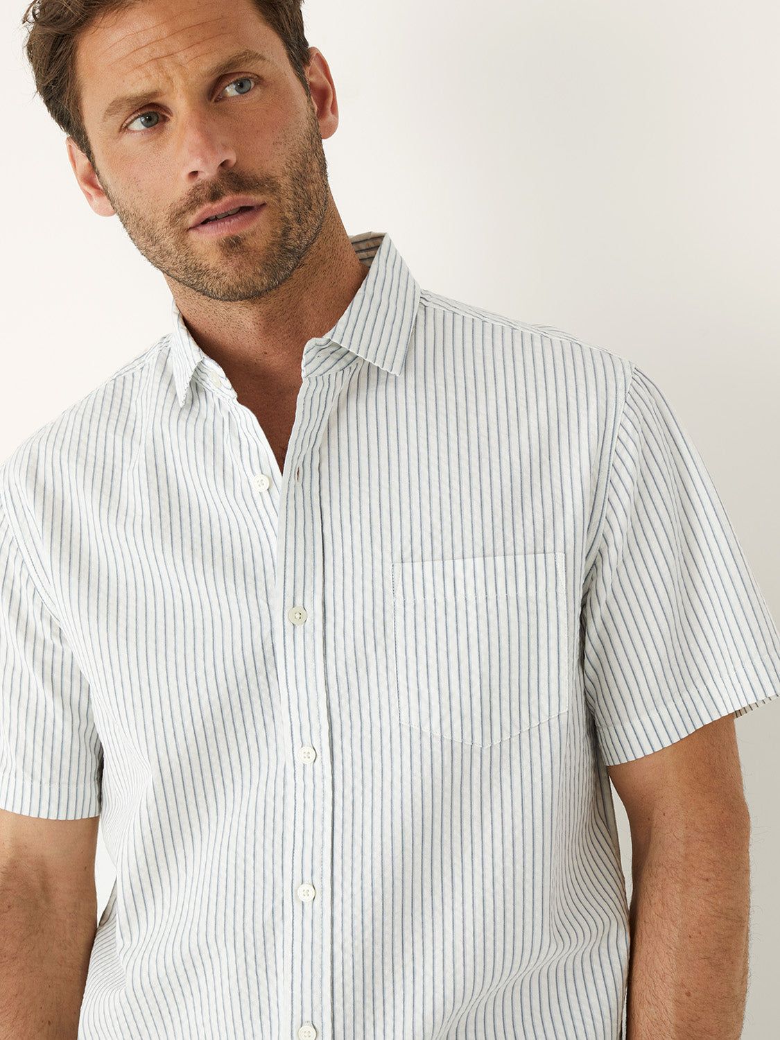 The Seersucker Summer Shirt in Stormy Blue sold by Frank & Oak product image thumbnail 3