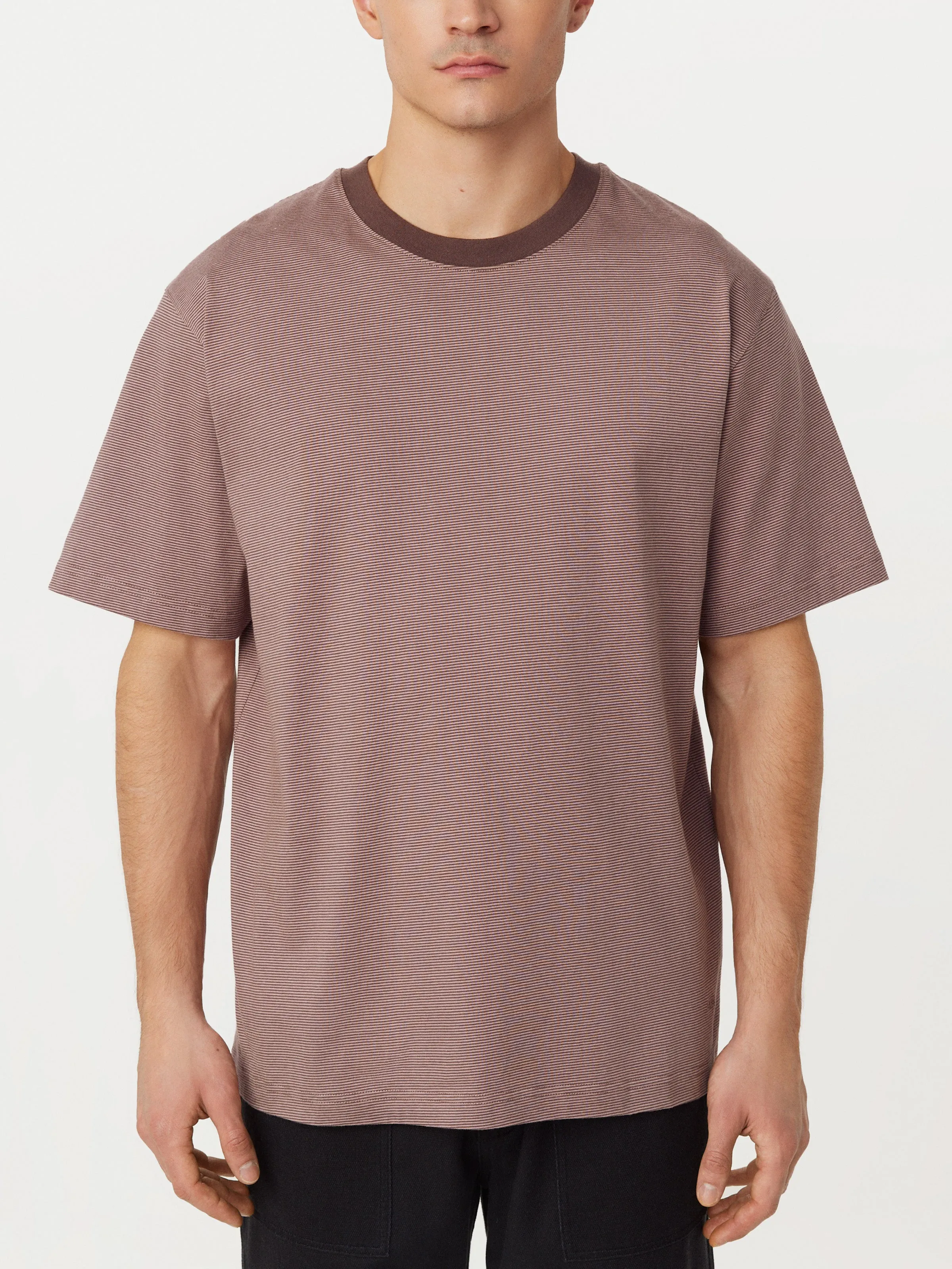 The Striped Boxy T-Shirt in Dark Clay sold by Frank & Oak product image thumbnail 3