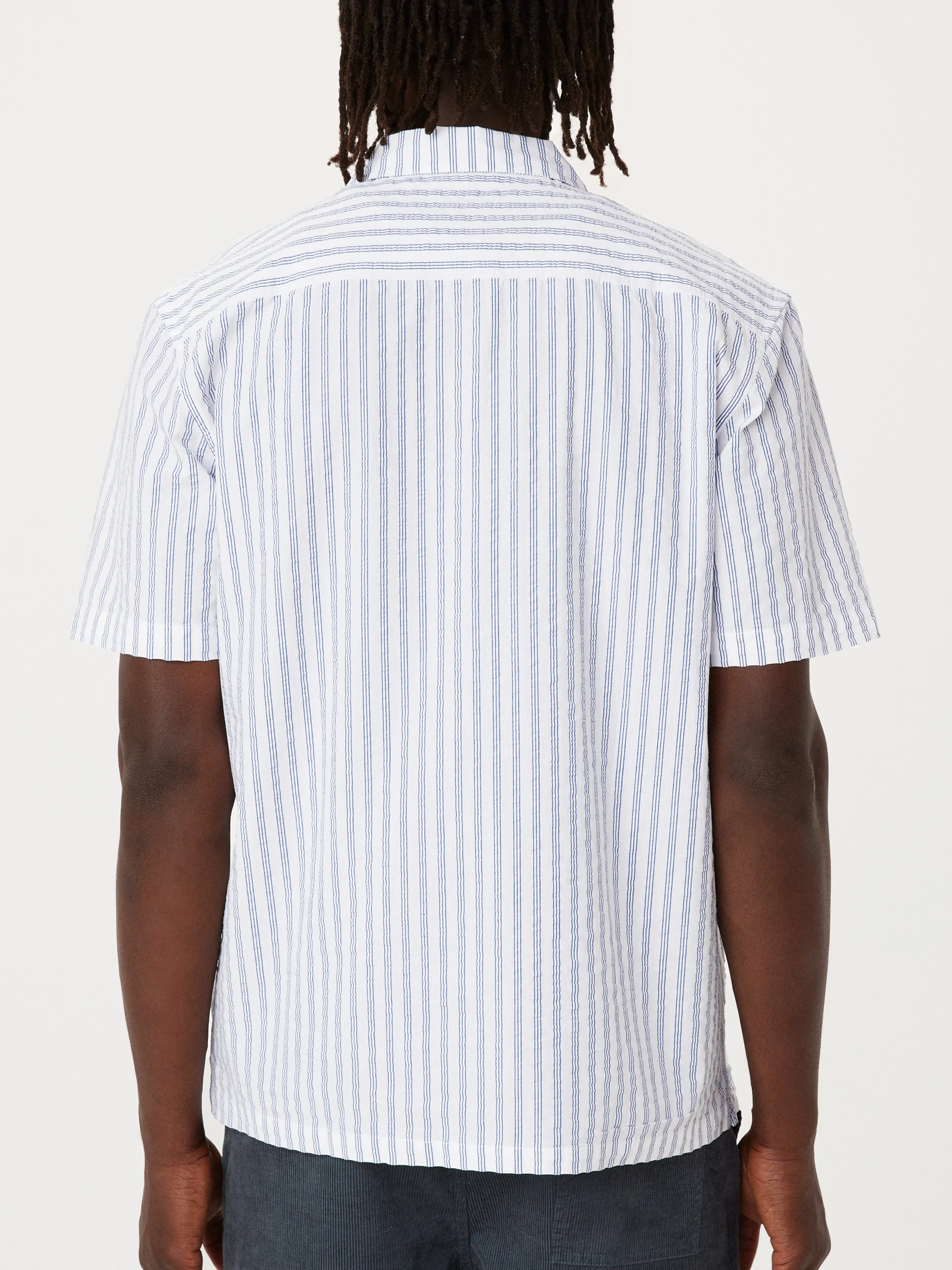 The Seersucker Camp Collar Shirt in Cobalt Blue sold by Frank & Oak product image thumbnail 4