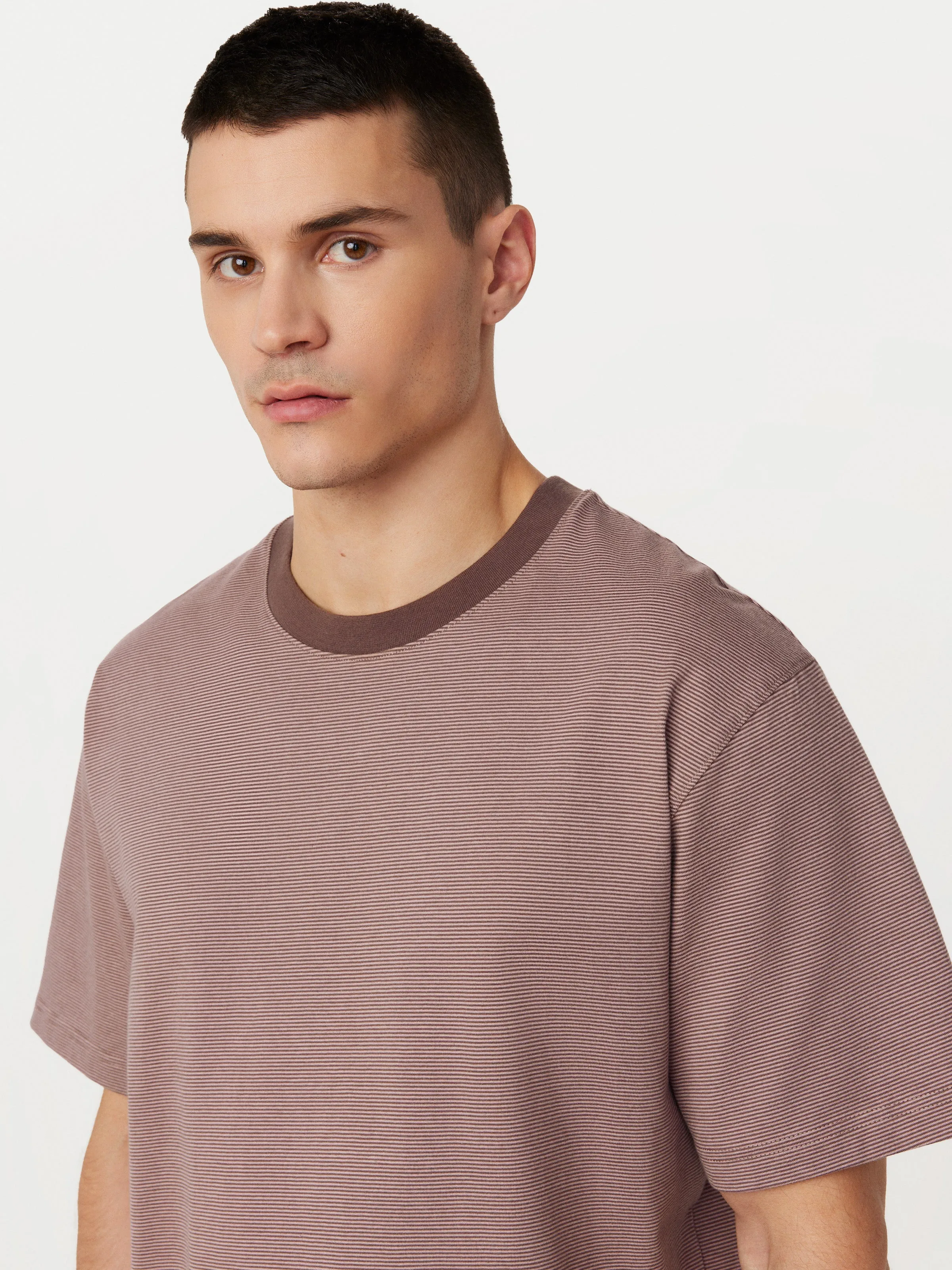 The Striped Boxy T-Shirt in Dark Clay sold by Frank & Oak product image thumbnail 2