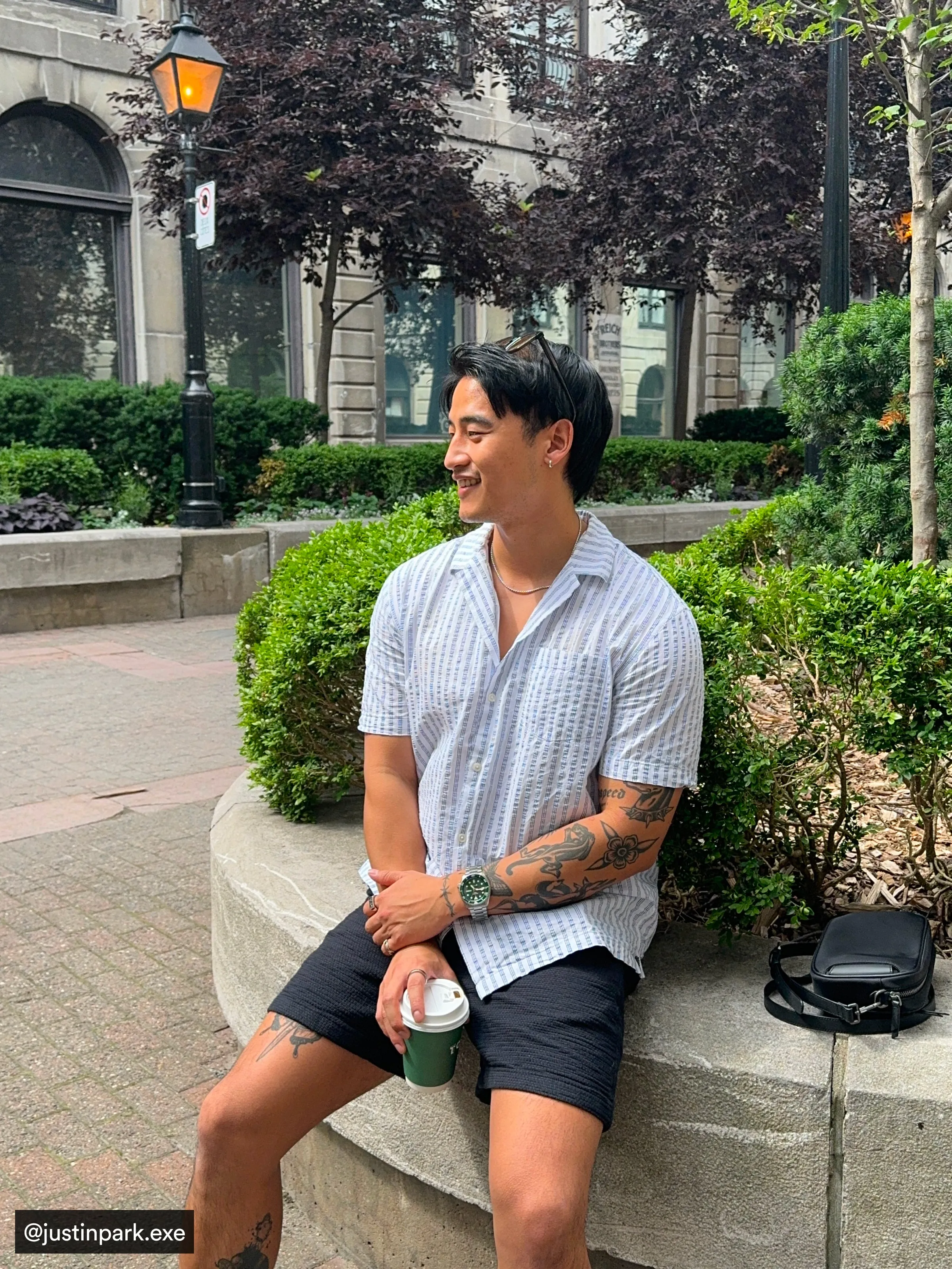 The Seersucker Camp Collar Shirt in Cobalt Blue sold by Frank & Oak product image thumbnail 5