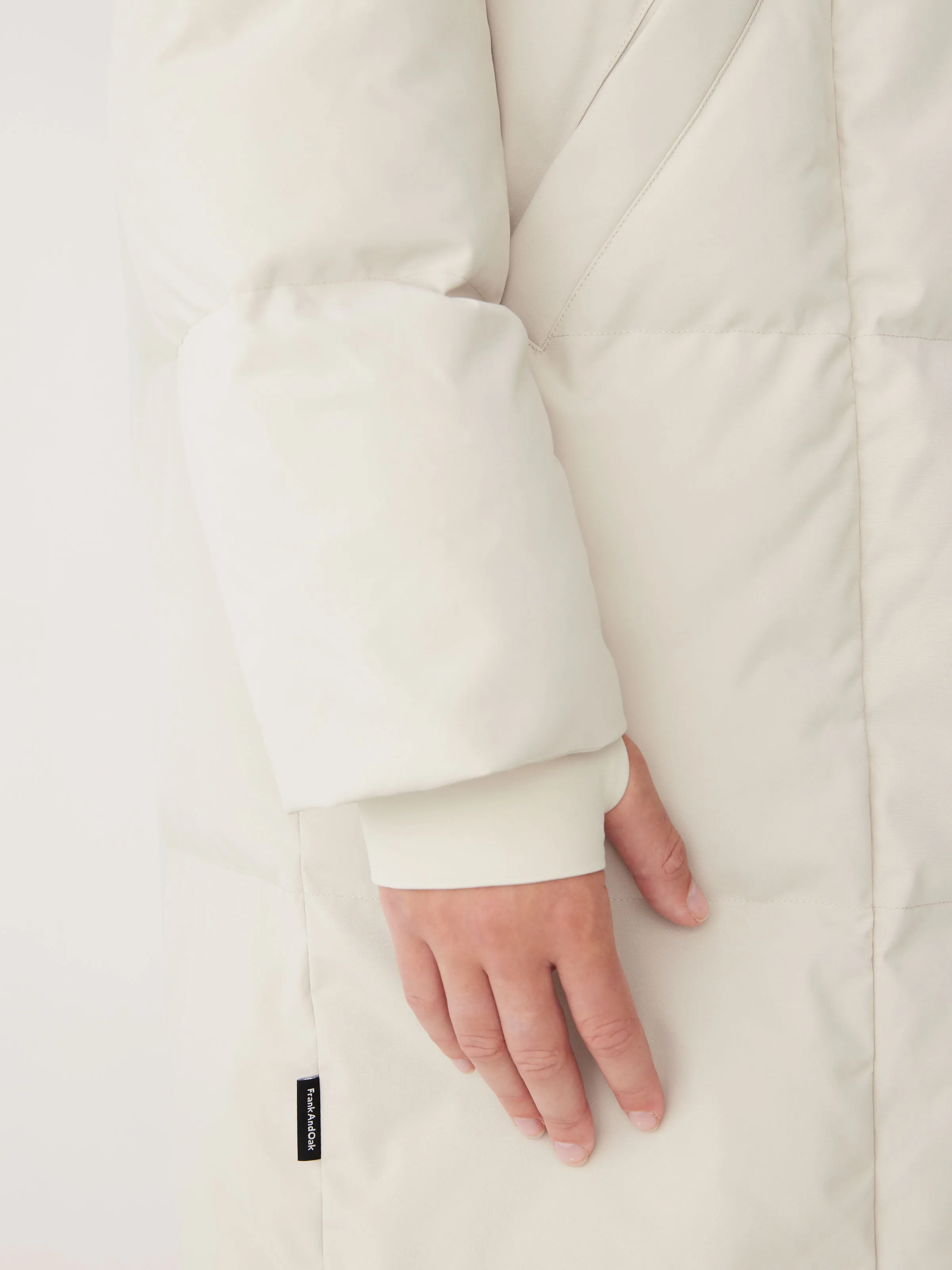 The Hygge Puffer Coat in Silver Lining sold by Frank & Oak product image thumbnail 5