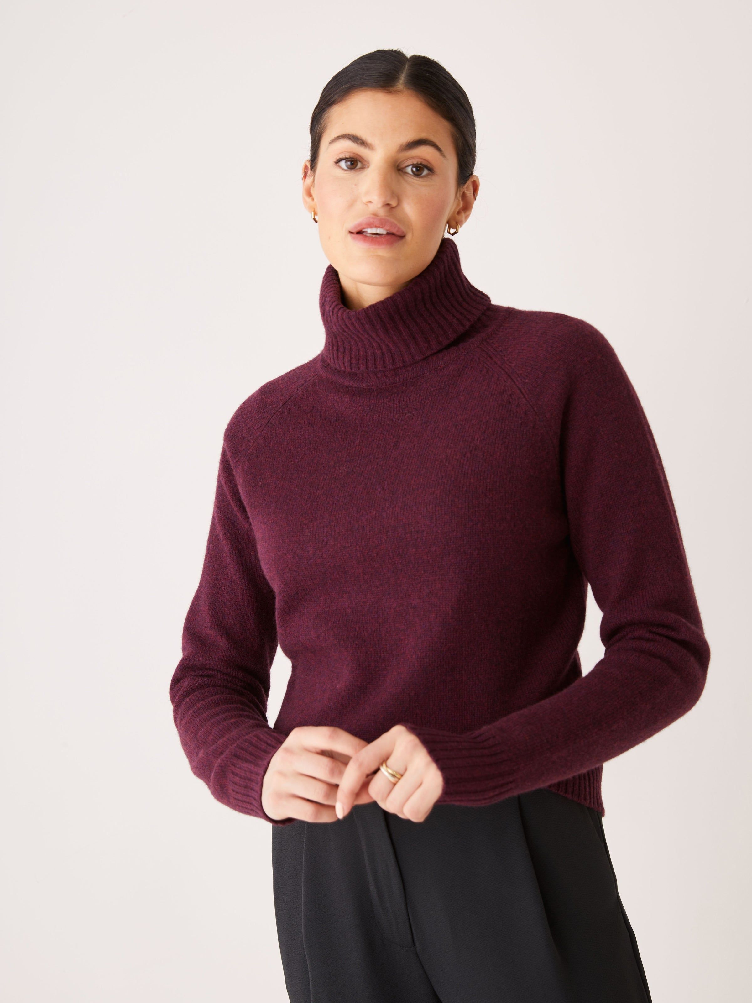 The Yak Wool Turtleneck in Dark Purple sold by Frank & Oak