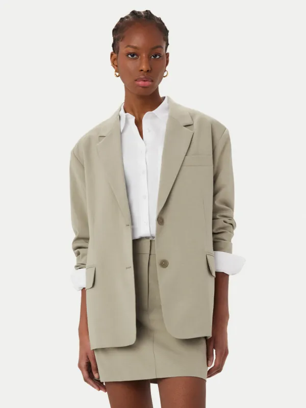 The Boxy Single Breasted Blazer in Light Khaki sold by Frank & Oak