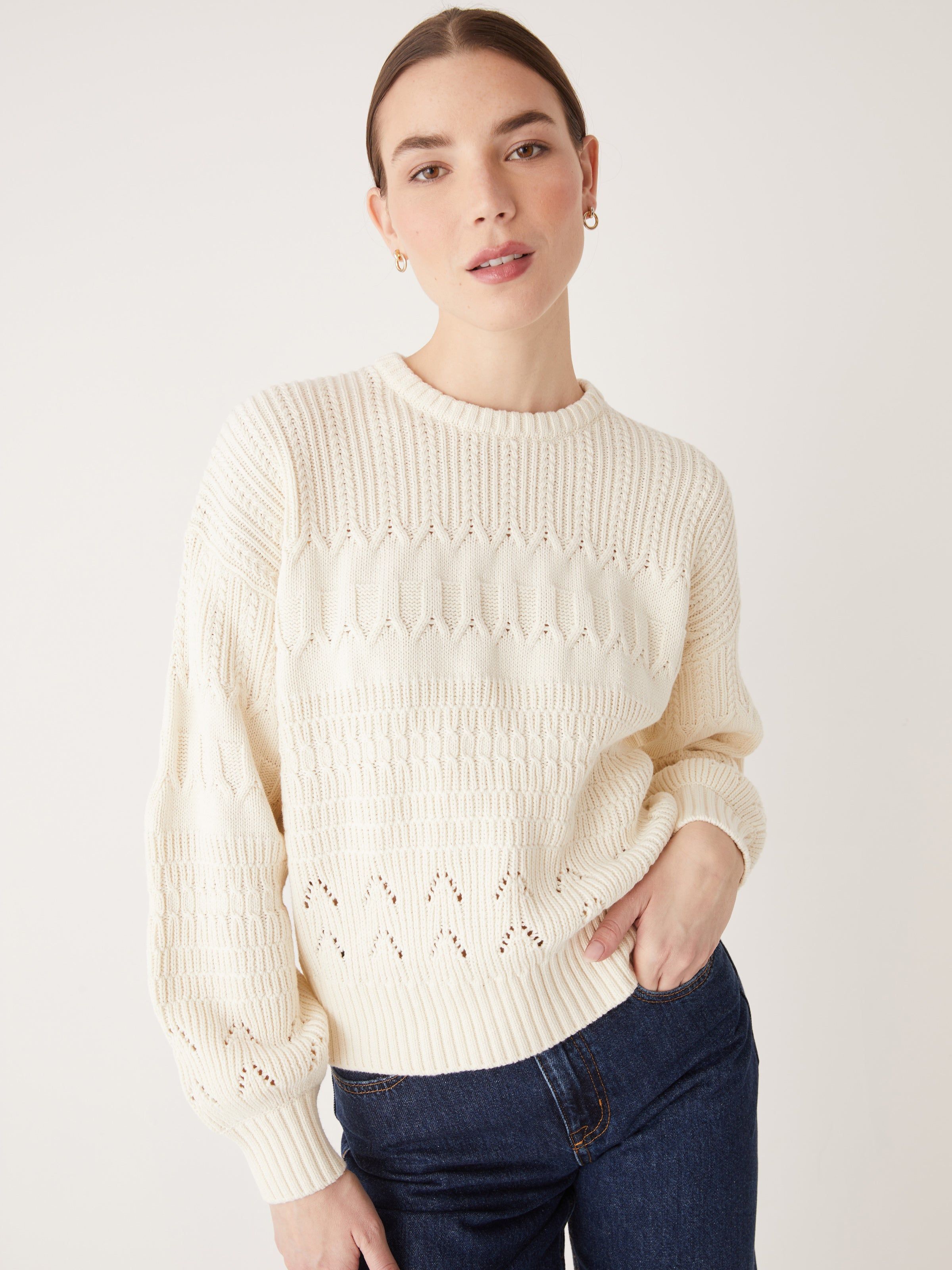 The Cable Knit Sweater in White sold by Frank & Oak product image thumbnail 4