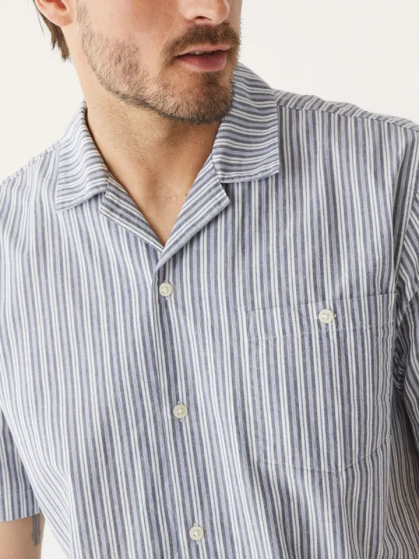 The Poplin Camp Collar in Nightshadow Blue sold by Frank & Oak