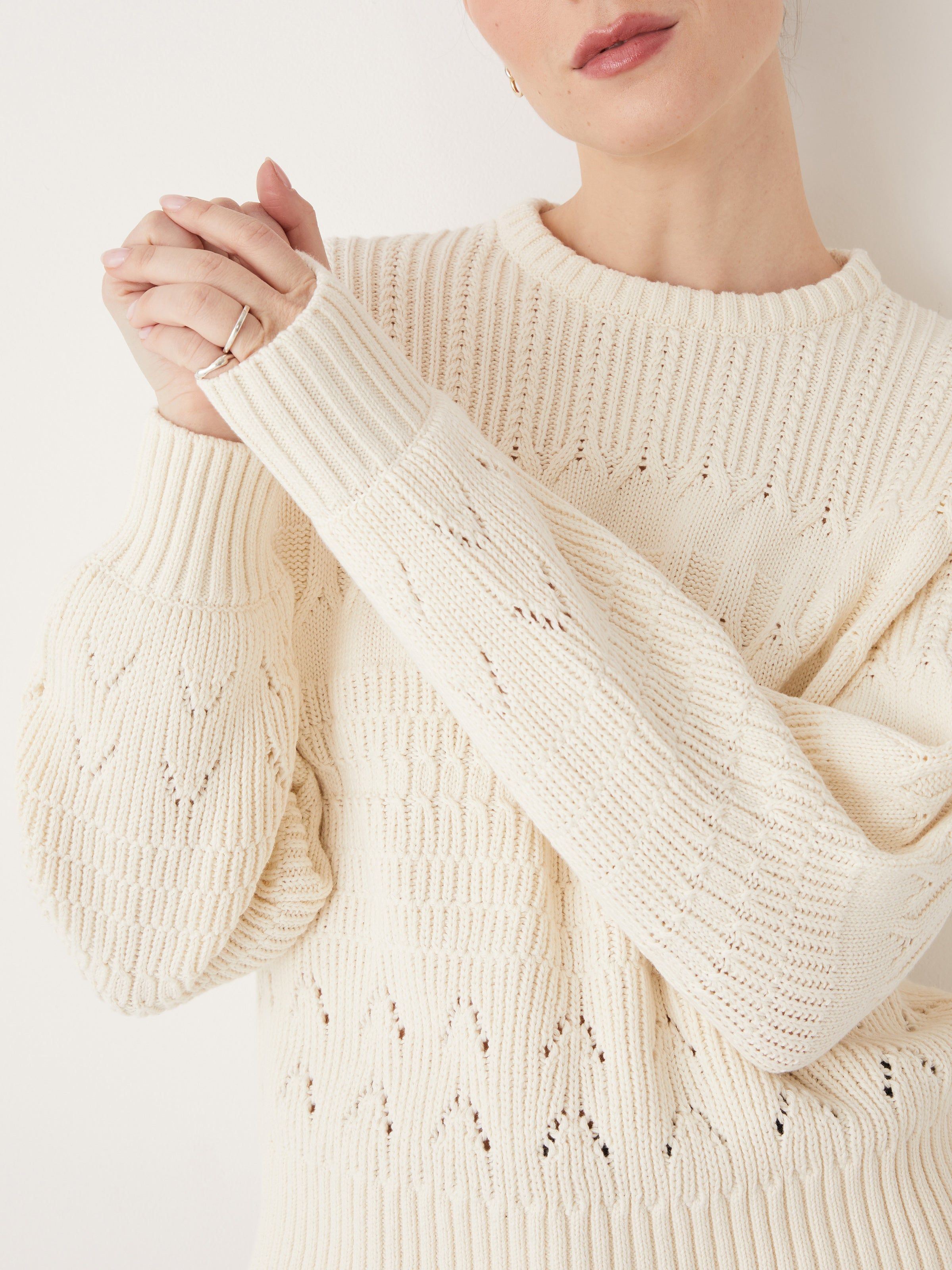 The Cable Knit Sweater in White sold by Frank & Oak product image thumbnail 2