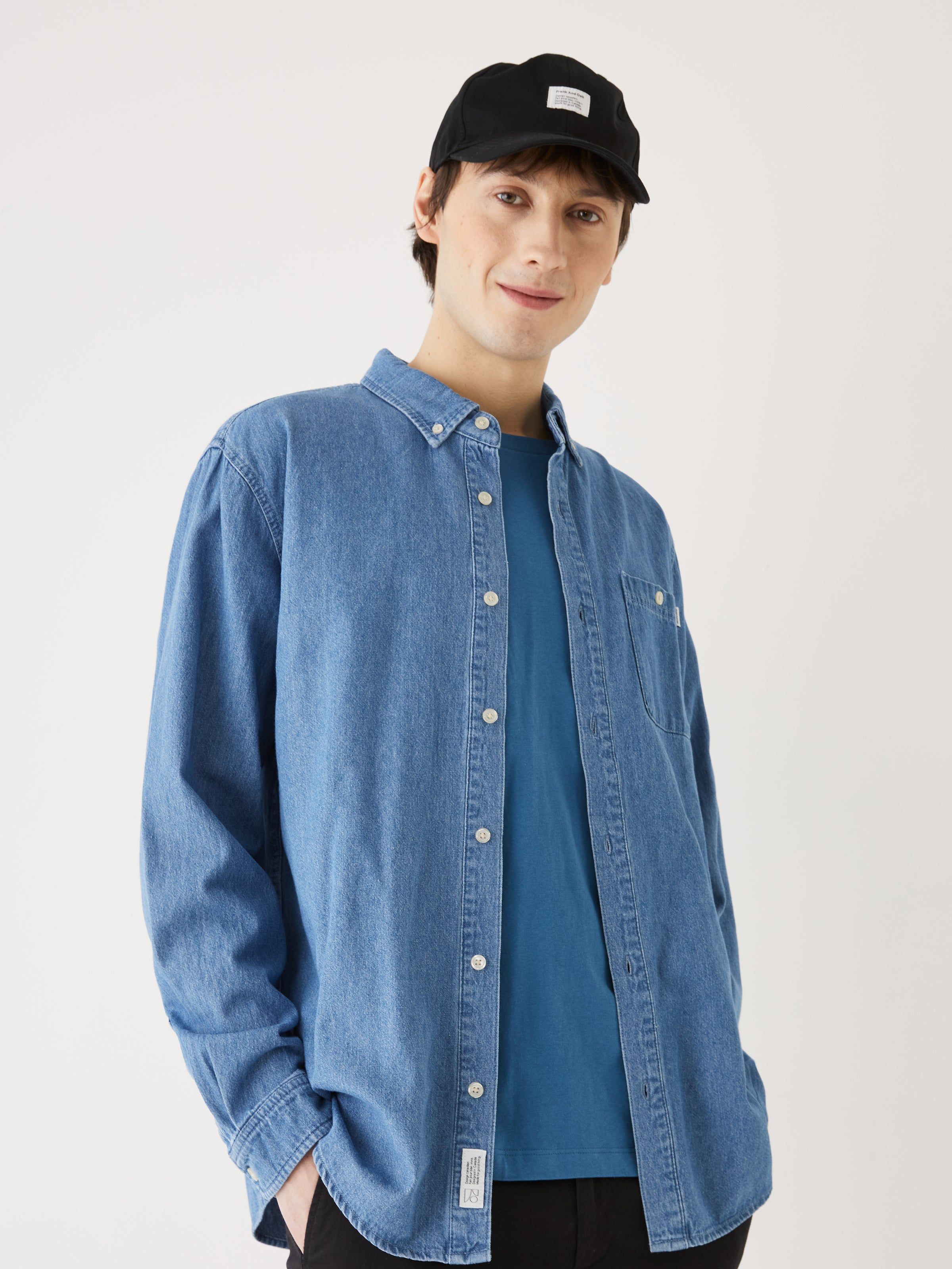 The Clark Denim Shirt in Bleached Blue sold by Frank & Oak product image thumbnail 2