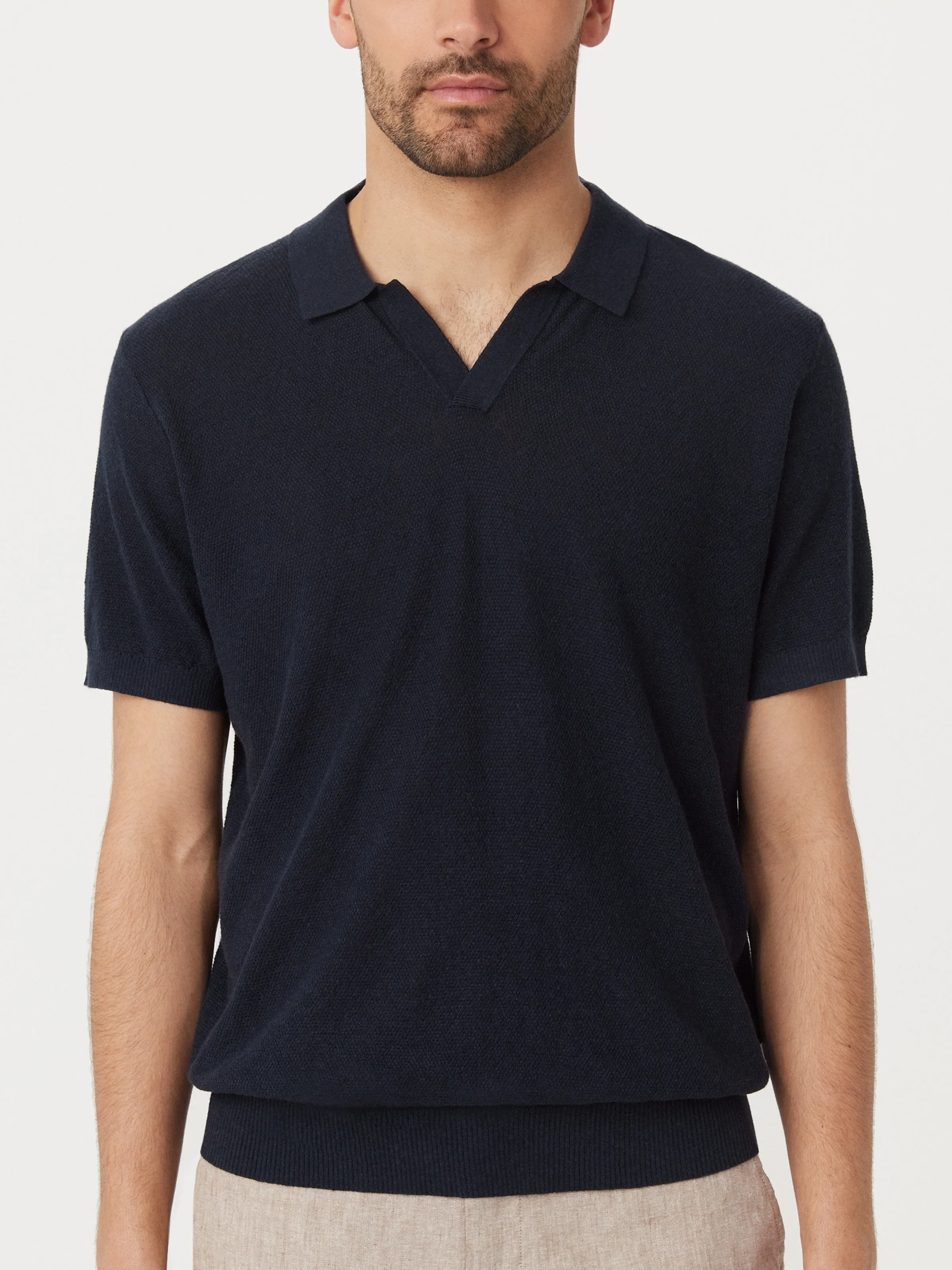 The Short Sleeve Linen Polo in Navy sold by Frank & Oak product image thumbnail 4