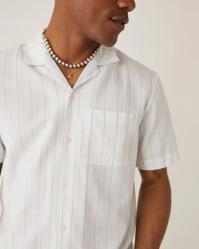 The Striped Resort Shirt in Bright White sold by Frank & Oak