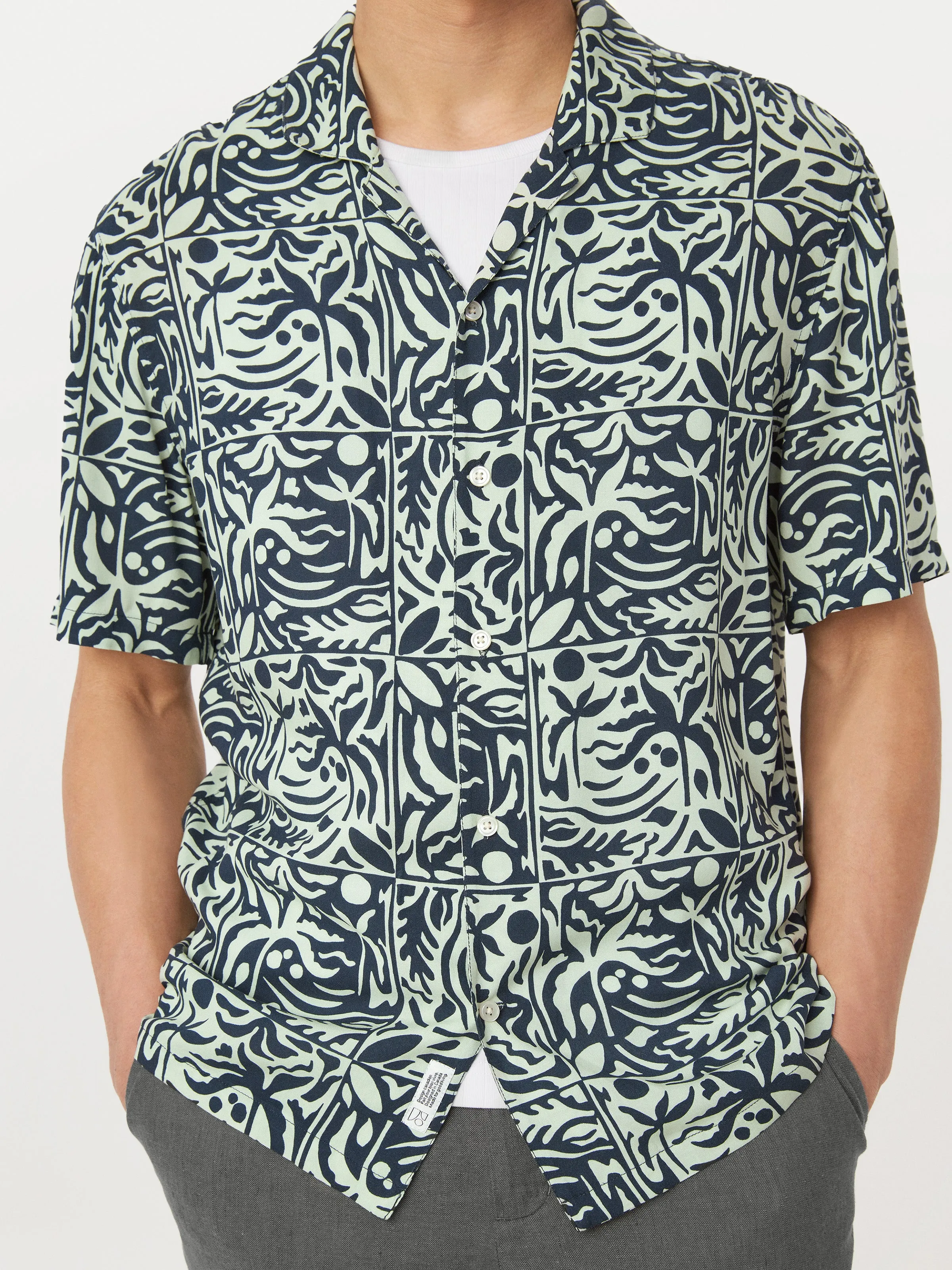 The Printed Camp Collar Shirt in Blueberry sold by Frank & Oak product image thumbnail 2