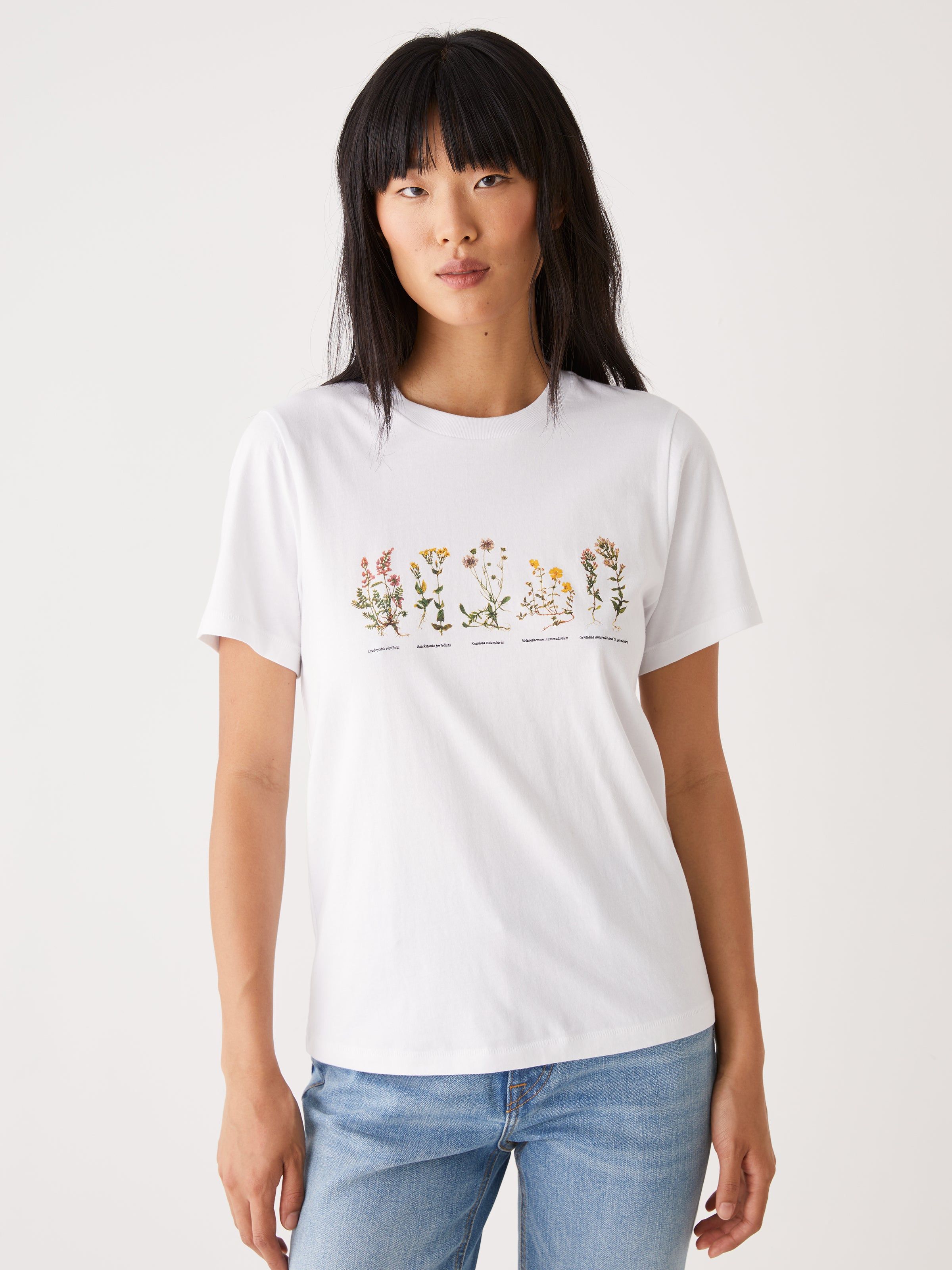The Botanical Print Essential T-Shirt in Bright White sold by Frank & Oak