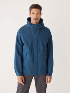 The Anorak Rain Jacket in Ocean Blue sold by Frank & Oak