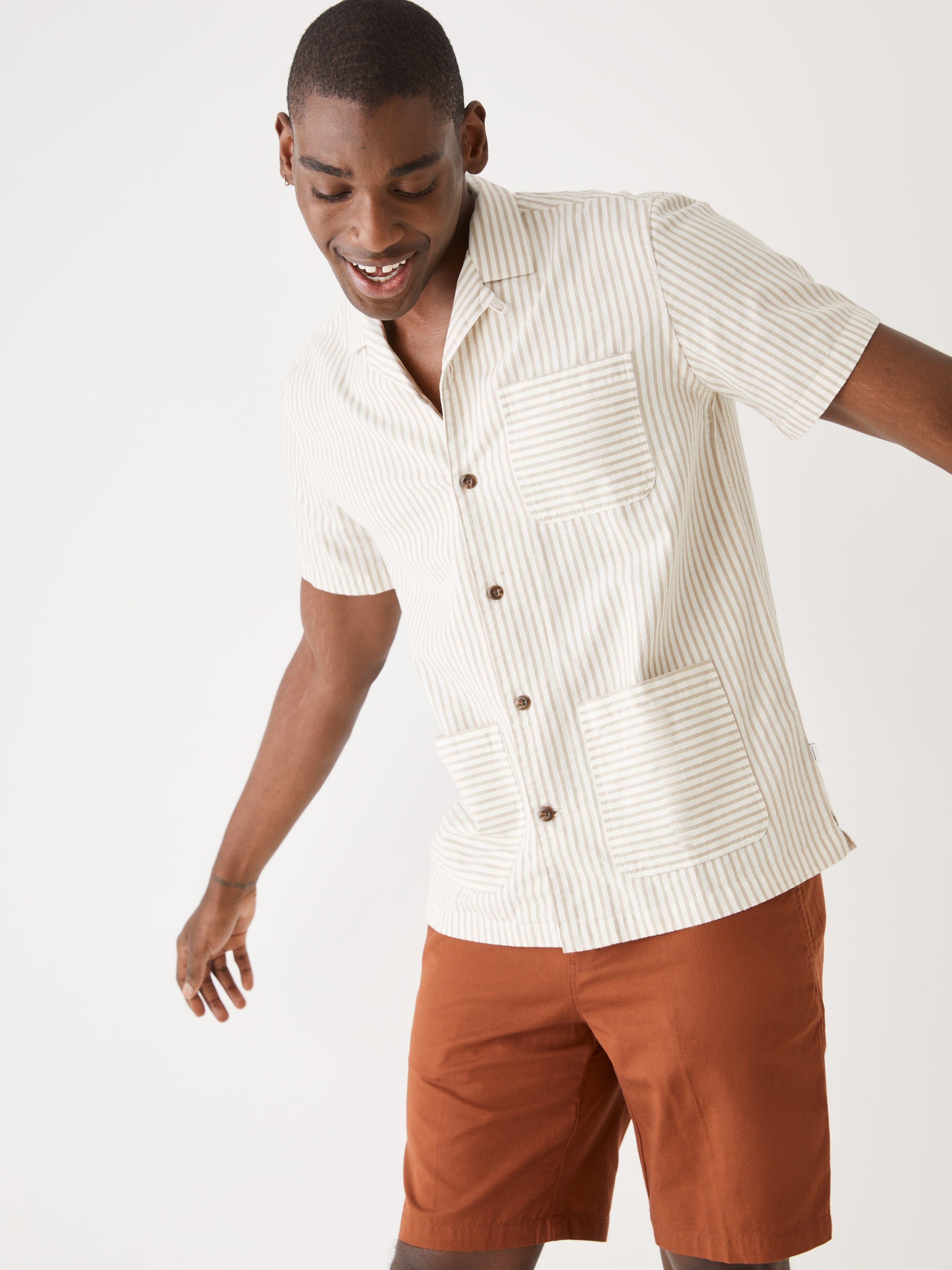The Short Sleeve Linen Overshirt in Beige sold by Frank & Oak product image thumbnail 2