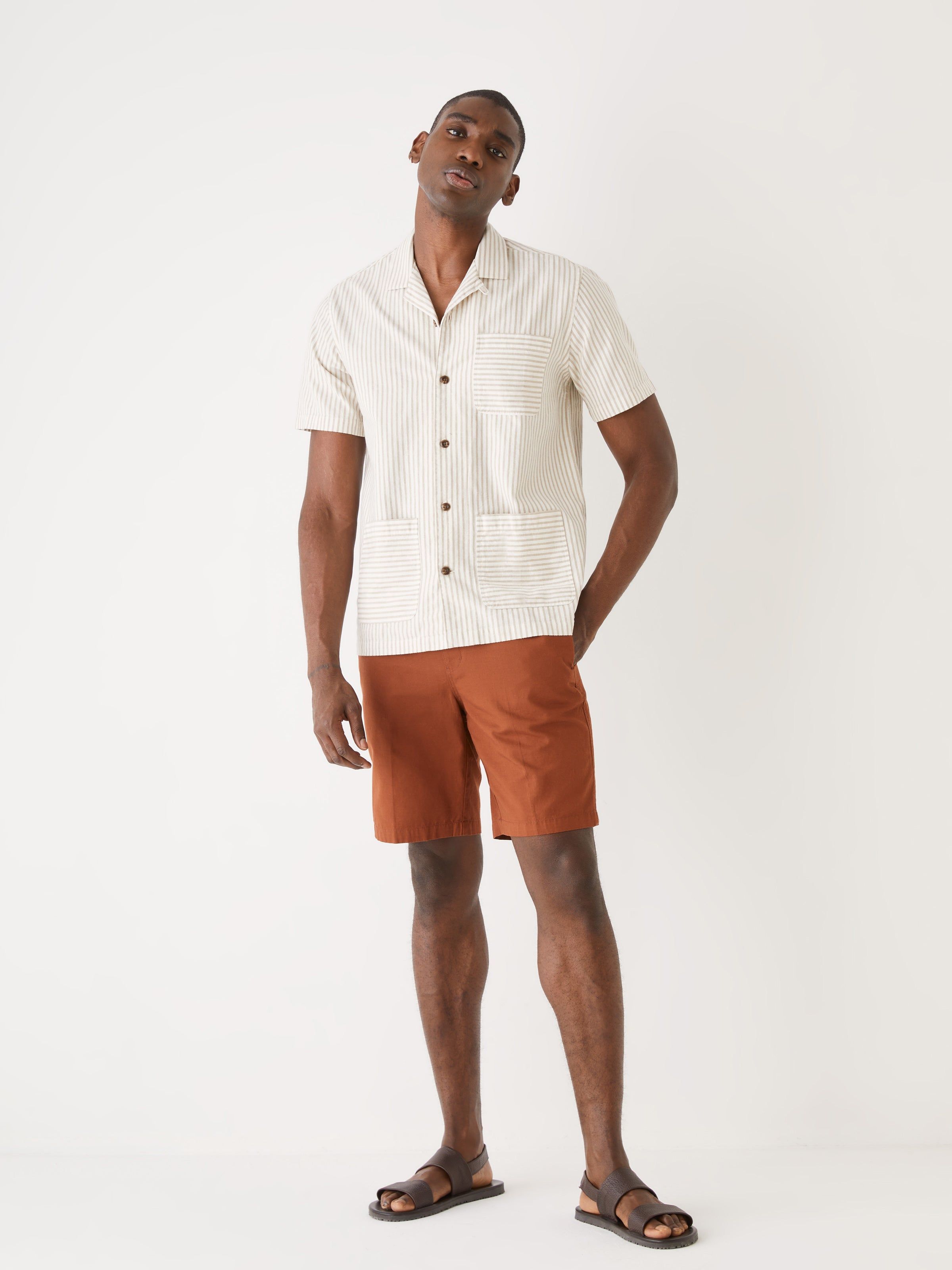 The Short Sleeve Linen Overshirt in Beige sold by Frank & Oak product image thumbnail 4