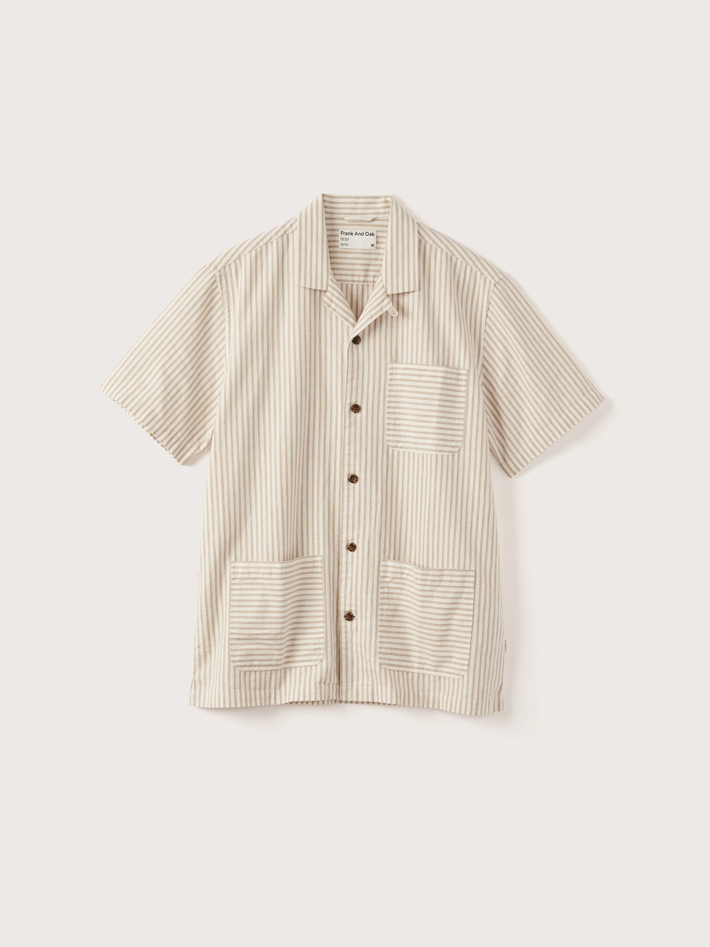 The Short Sleeve Linen Overshirt in Beige sold by Frank & Oak product image thumbnail 8