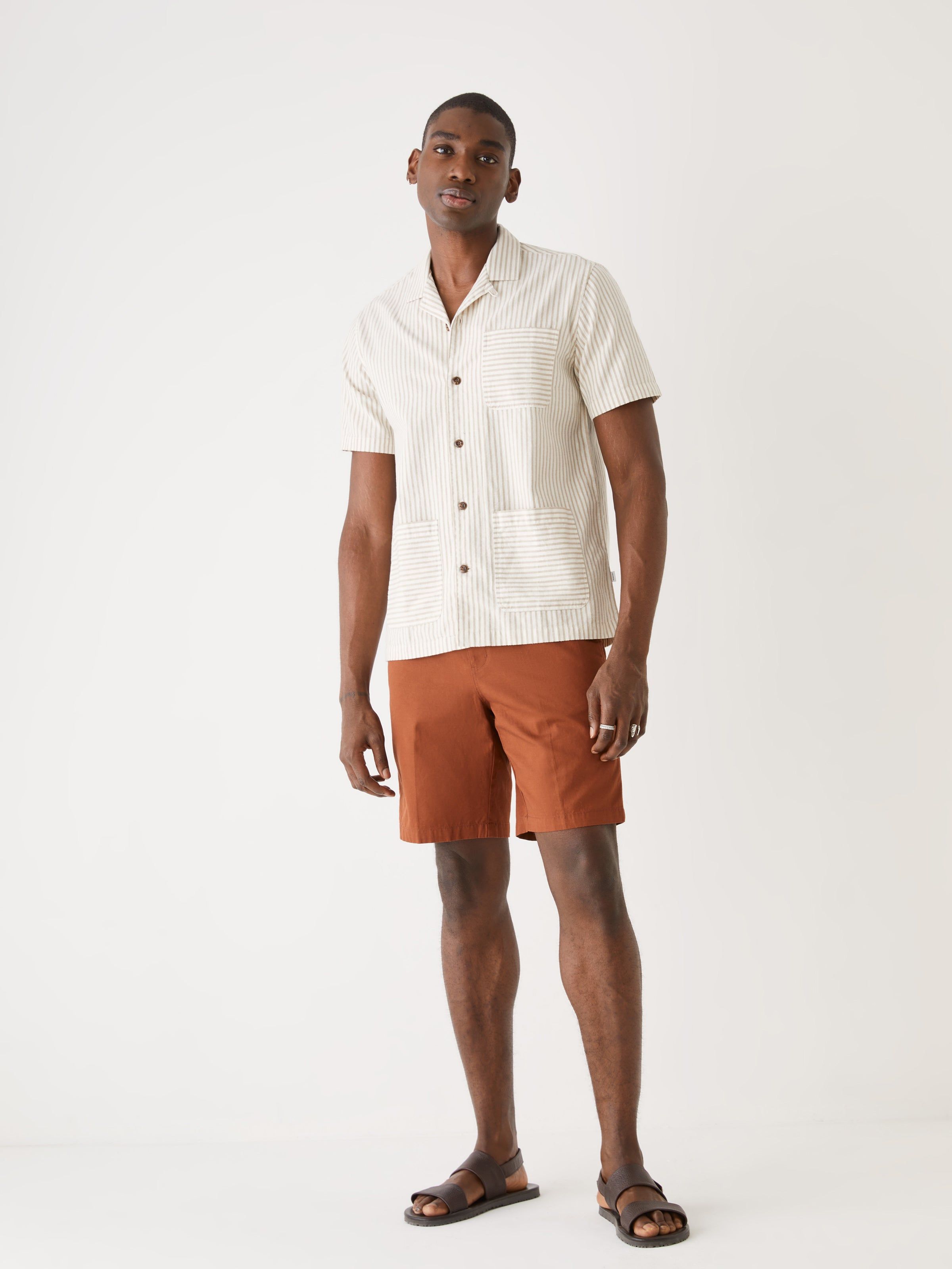 The Short Sleeve Linen Overshirt in Beige sold by Frank & Oak product image thumbnail 3